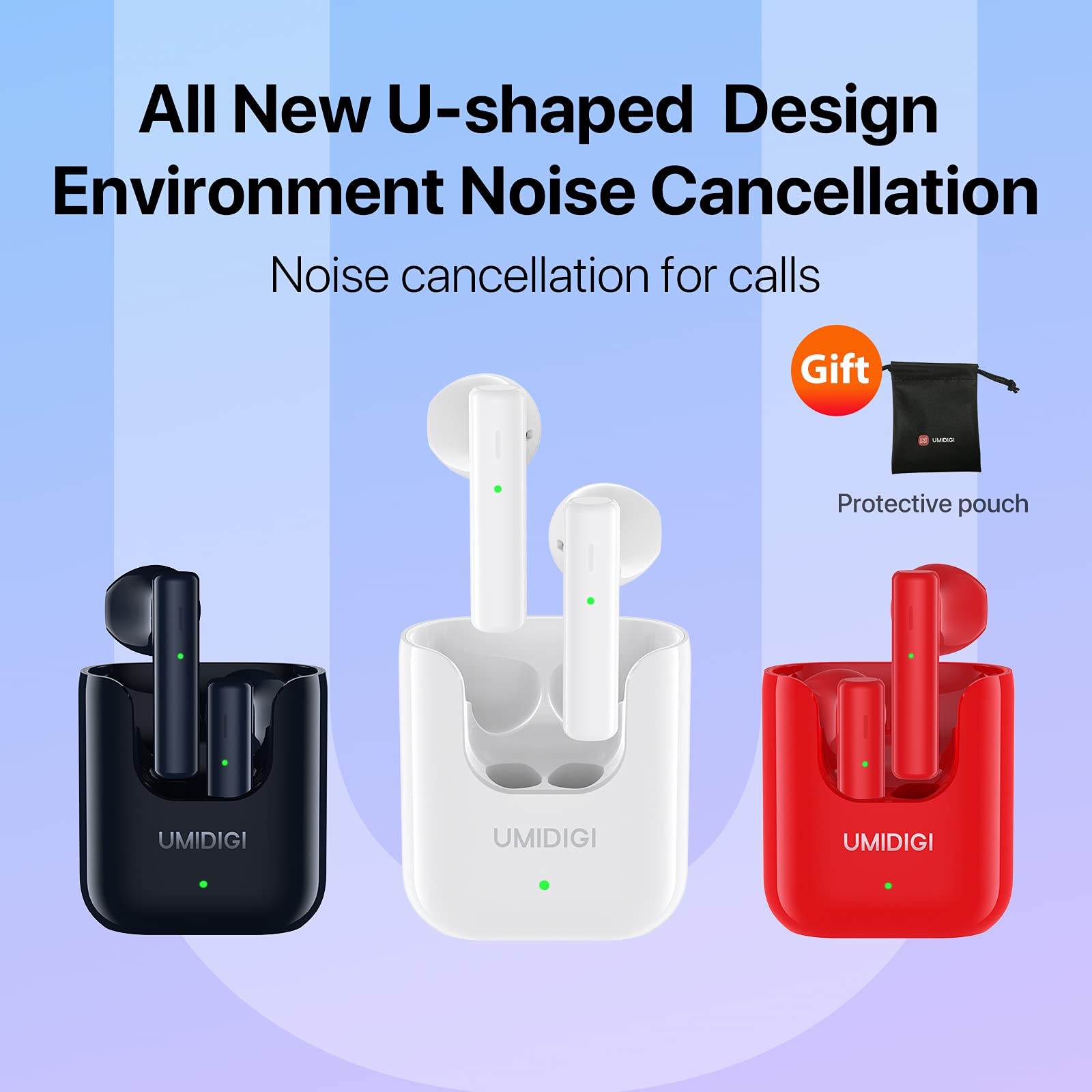 UMIDIGI AirBuds U Wireless Bluetooth 5.1 Earbuds with Mic, Touch Control In-Ear Headphones, 24H Playtime for Workout, Gym & Travel - Perfect for Office, Commuting & Home Use