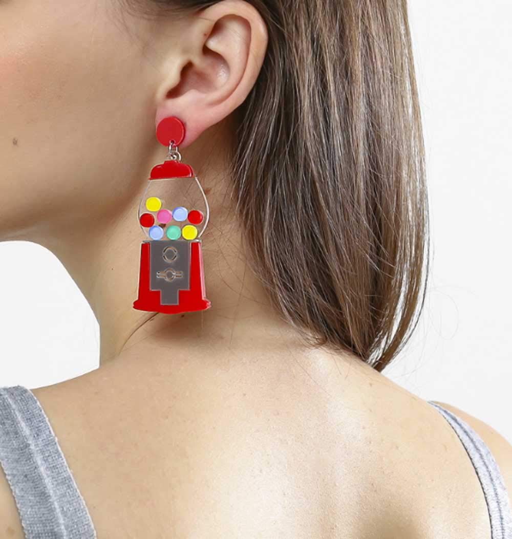 Cute Candy Gumball & Gummy Bear Lollipop Earrings for Women - Sweet & Playful Dangle Earrings - Perfect for Parties, Gifts & Everyday Fun Accessories