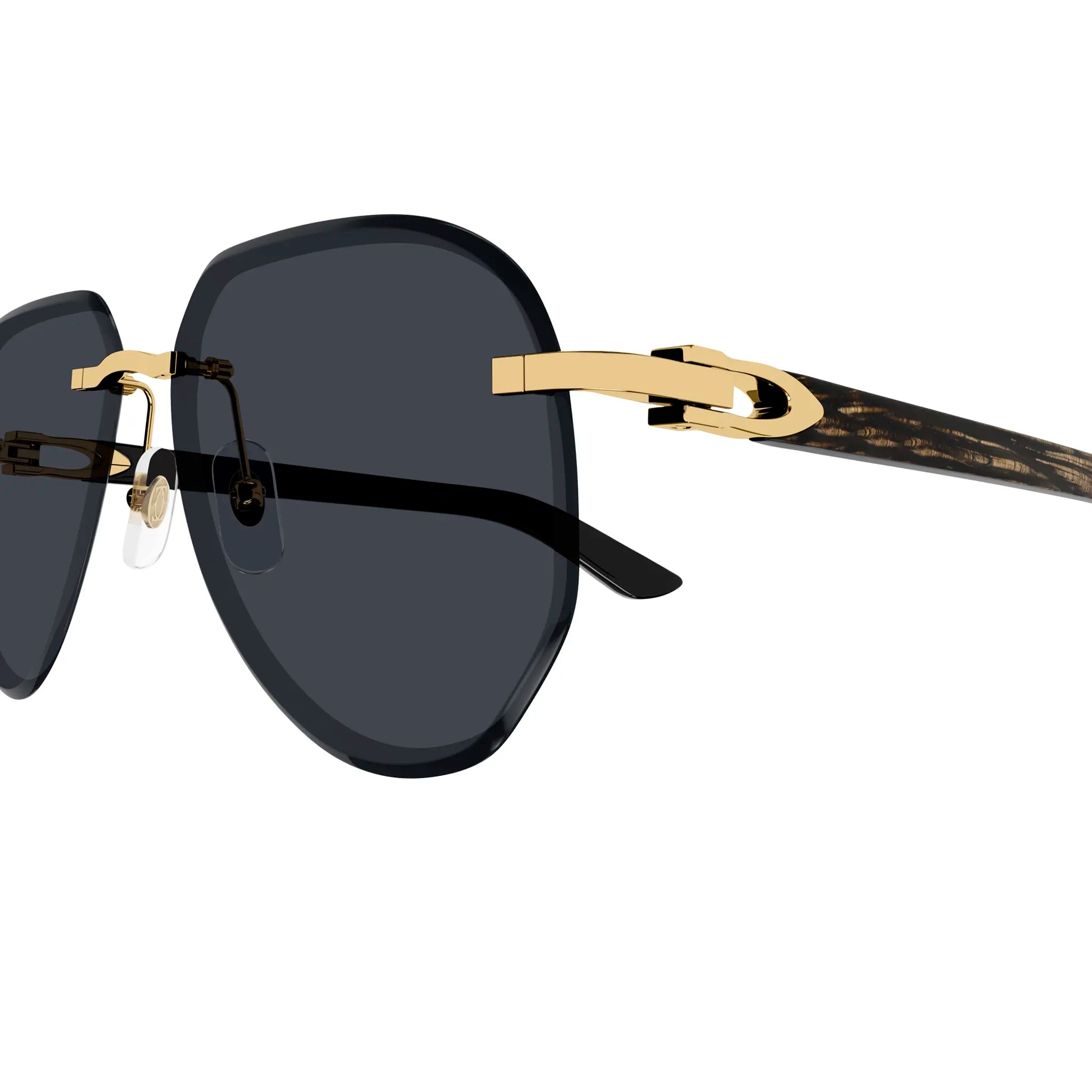 Cartier CT0440S 001 Gold Grey Rimless Sunglasses for Women - Luxury Designer Eyewear - UV Protection - Perfect for Driving, Beach & Outdoor Activities