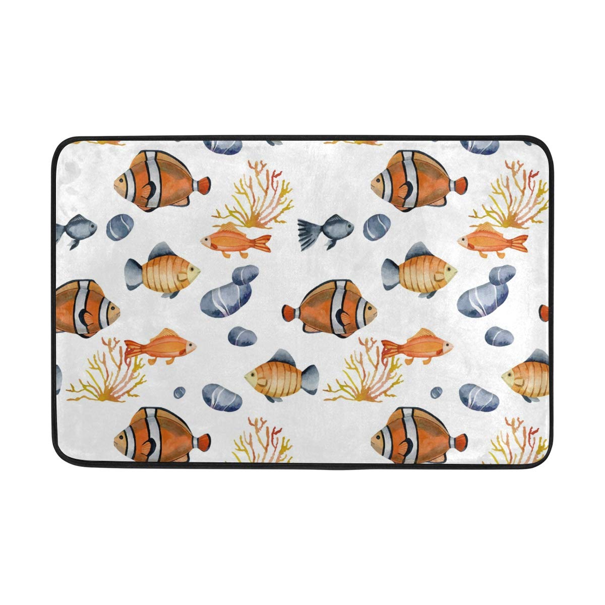 Non-Slip Watercolor Clownfish Indoor Doormat - Modern Non-Slip Entry Rug for Front Door, Kitchen, Bathroom & Toilet | Perfect for Home Decor, Beach House & Coastal Theme Rooms