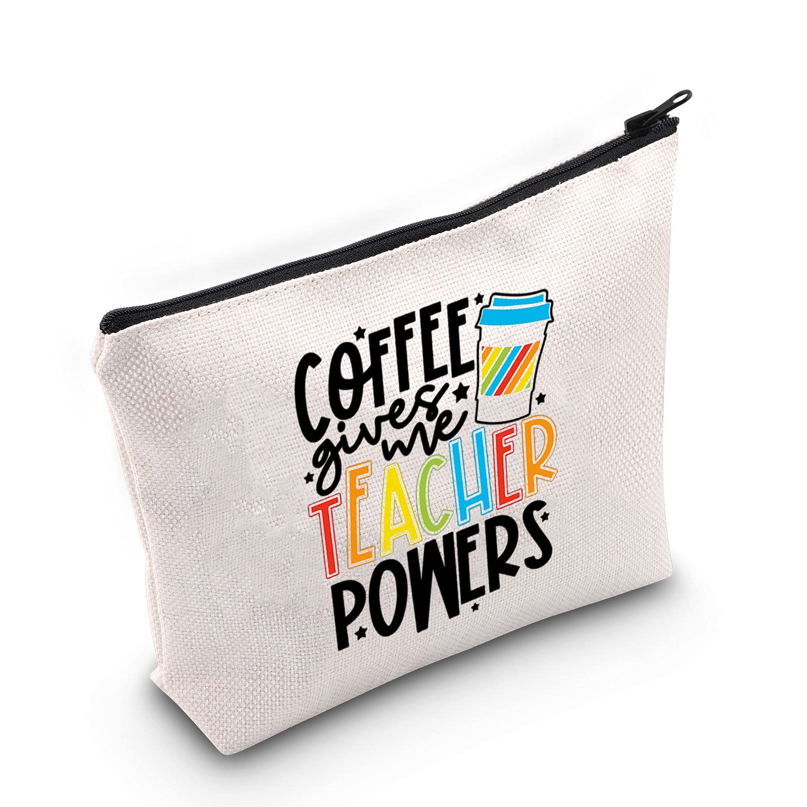 Funny Teacher Gifts - Cosmetic Makeup Bag for Women Educators, Coffee Lover Present, Teacher Survival Kit & School Tote Bag - Perfect for Teacher Appreciation Week, Back to School, Retirement Gifts & Everyday Classroom Use