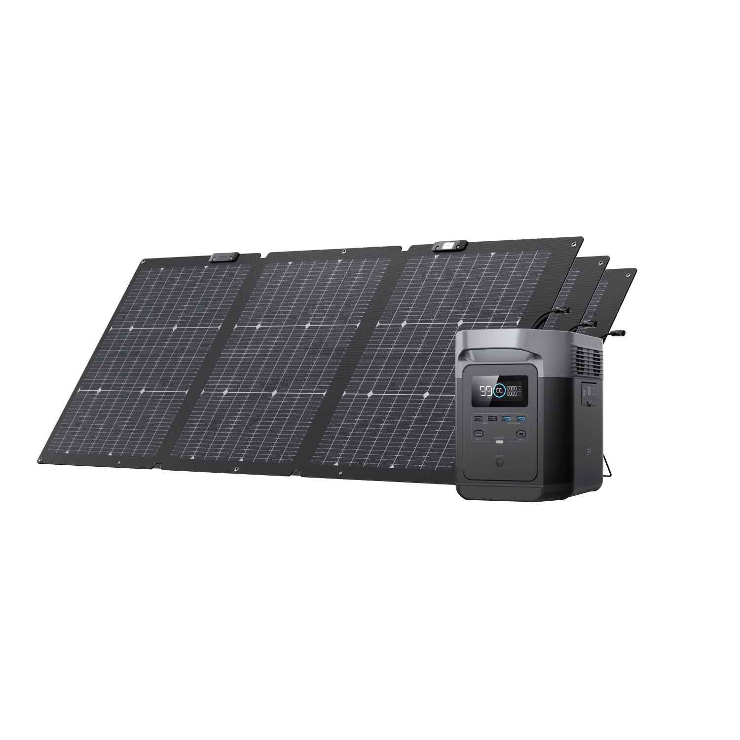 EcoFlow DELTA Portable Solar Power Station with 160W Solar Panel - Perfect for Camping, RV Trips, and Emergency Power Backup