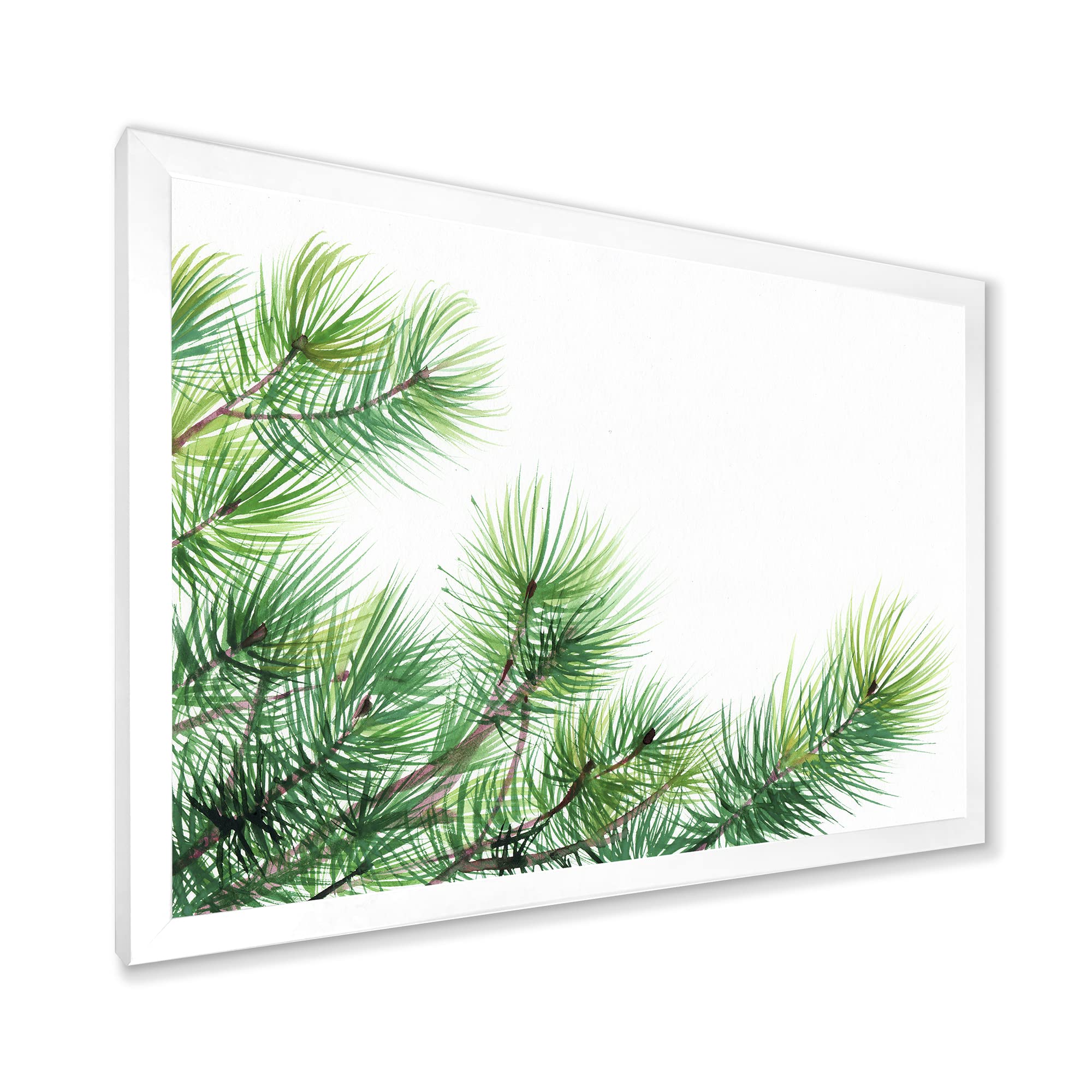DesignQ Pine Tree Branches Traditional Framed Wall Art - Nature Inspired Home Decor for Living Room, Bedroom & Office - Perfect for Rustic, Farmhouse & Modern Interior Design Styles