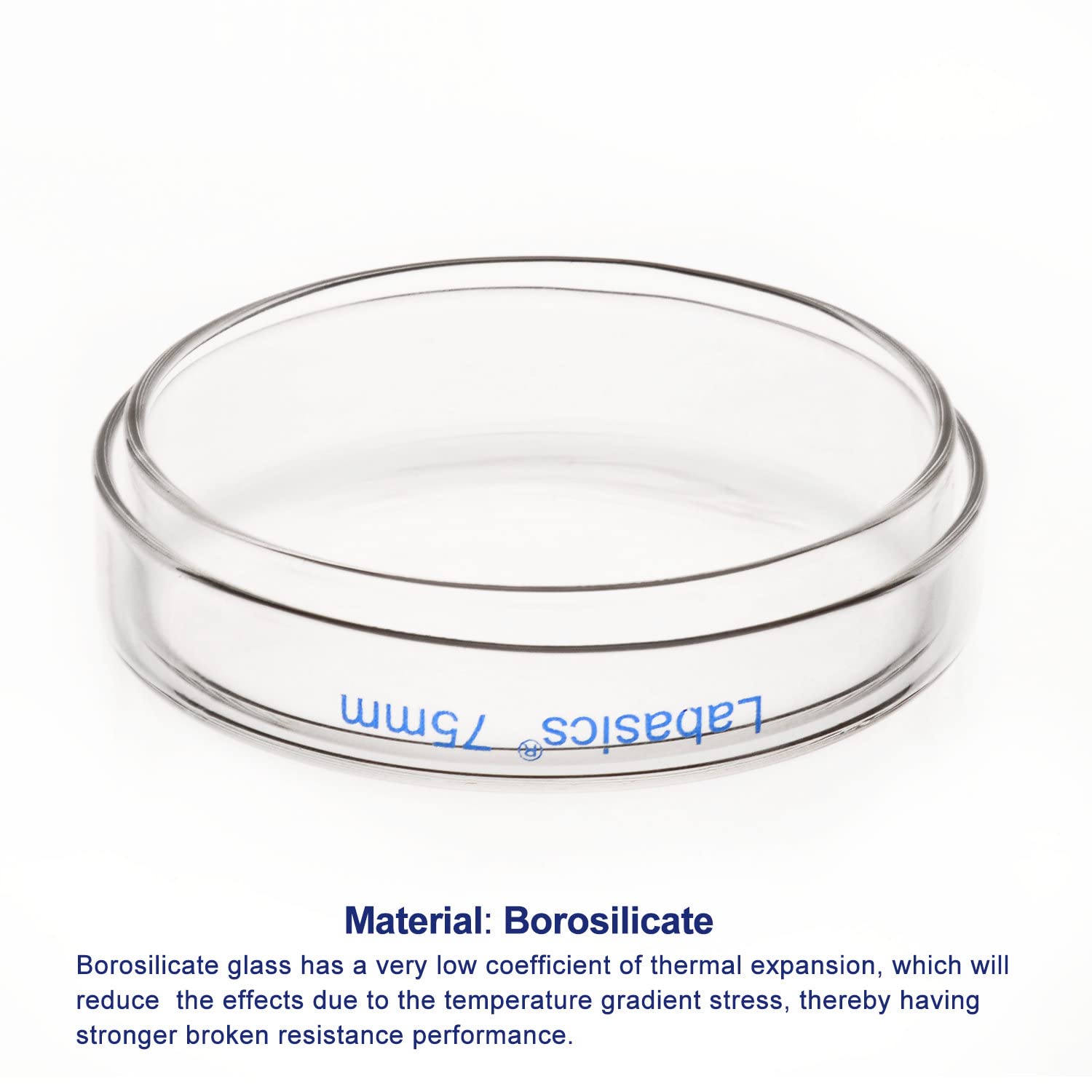 Labasics 10-Pack Glass Petri Dishes, 75x15mm Autoclavable Borosilicate Glass Cell Culture Dishes with Clear Lid - Perfect for Laboratory Experiments, Microbiology Studies & Scientific Research
