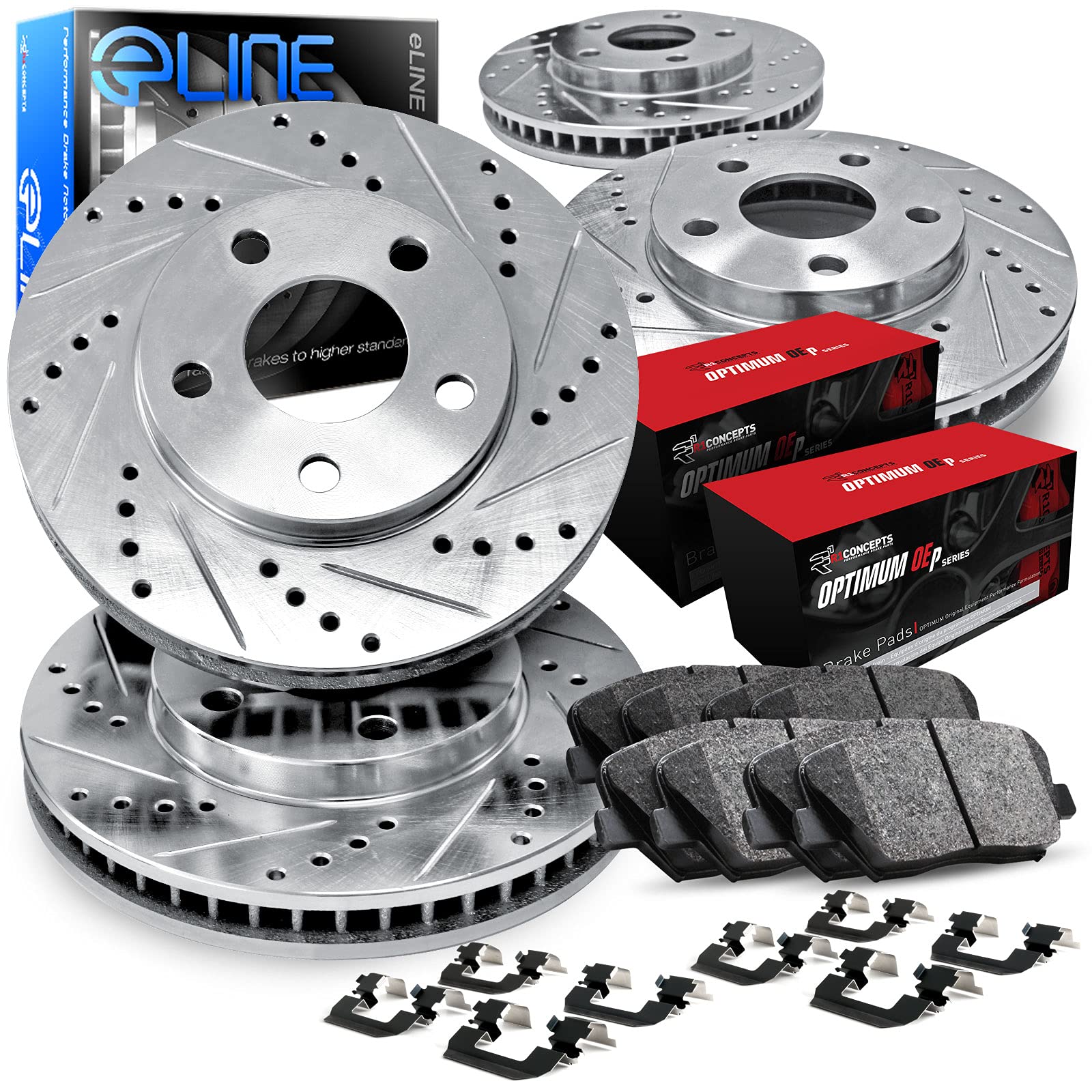 R1 Concepts Premium Front & Rear Brake Pads and Rotors Kit with Hardware - OE Performance Brake System for 2012-2018 Jeep Wrangler JK - Perfect for Off-Roading, Daily Commuting & Heavy-Duty Towing