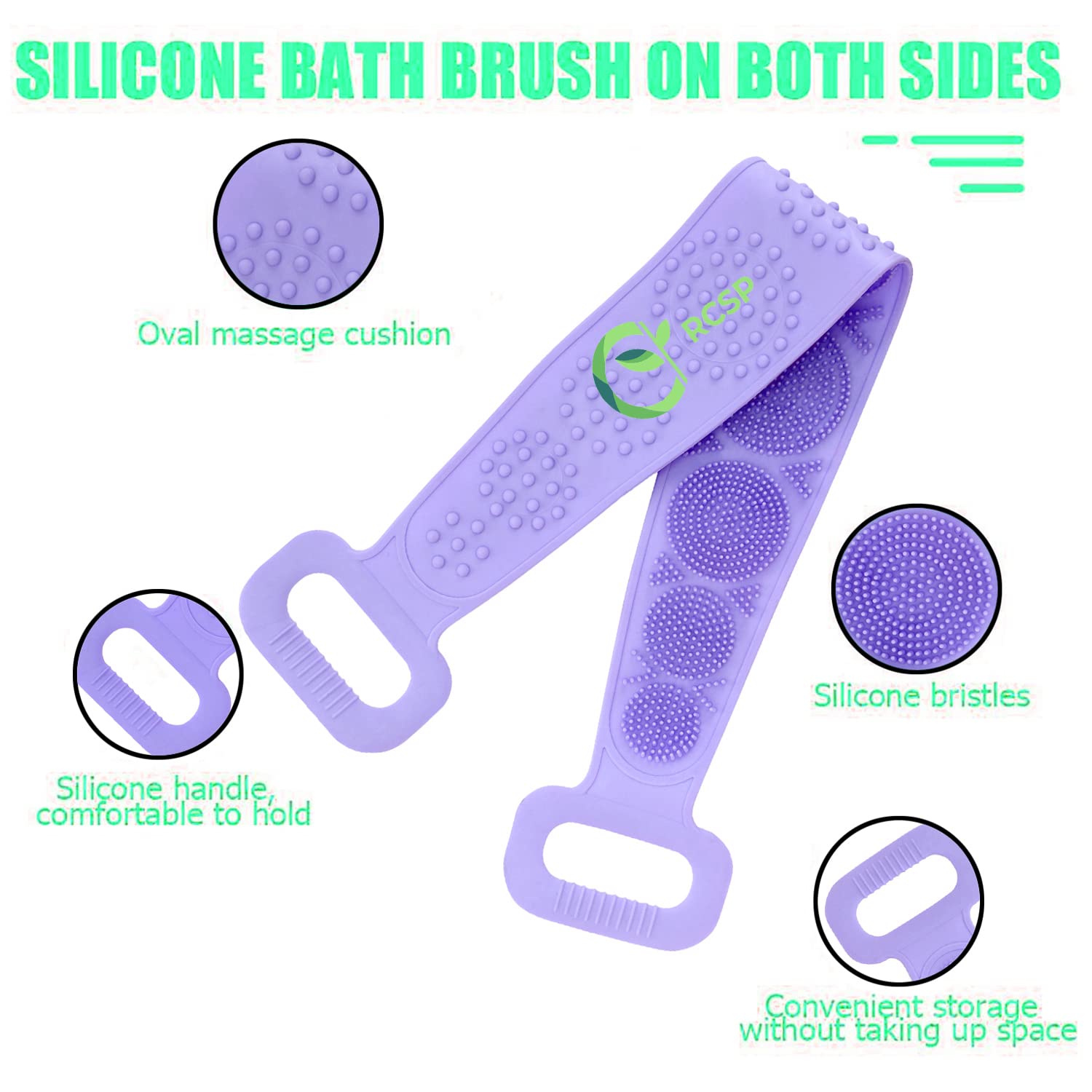 RCSP Soft Silicone Massage Bath Brush - Exfoliating Body Wash Brush for Men & Women - Back Scrubber & Shower Cleaner - Gentle Skin Care & Spa Experience - Perfect for Bathroom, Shower & Relaxation Time