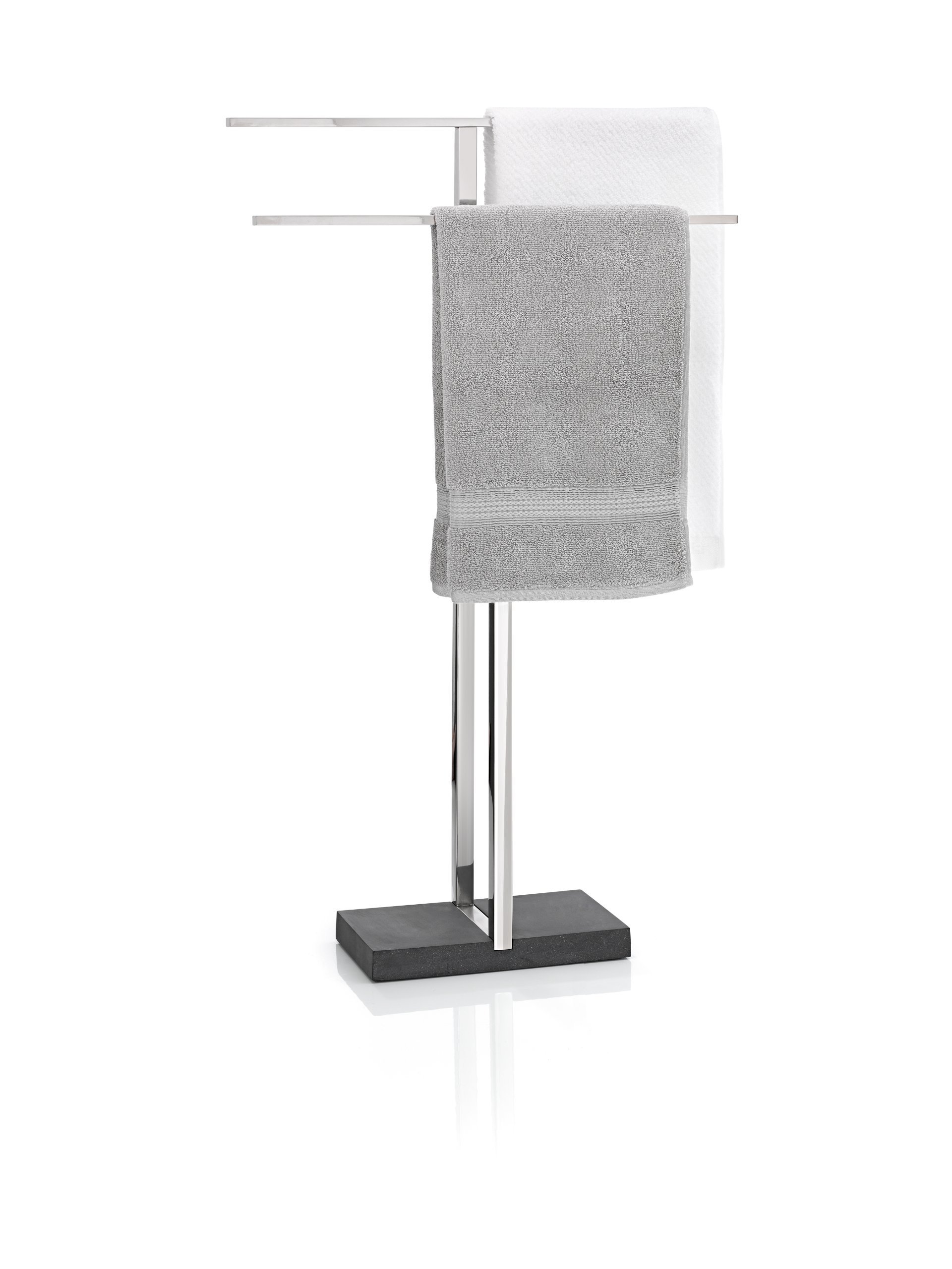 Blomus Stainless Steel Floor Standing Towel Rack Stand - Polished Modern Bathroom Organizer for Spa, Hotel & Home Decor