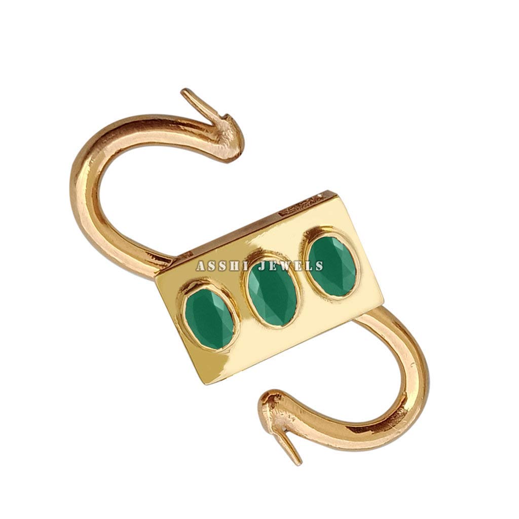 14K Yellow Gold Green Onyx Padlock Necklace - Handmade Gemstone Jewelry for Women - Wholesale Supplier - Perfect for Gifts, Weddings & Everyday Elegance