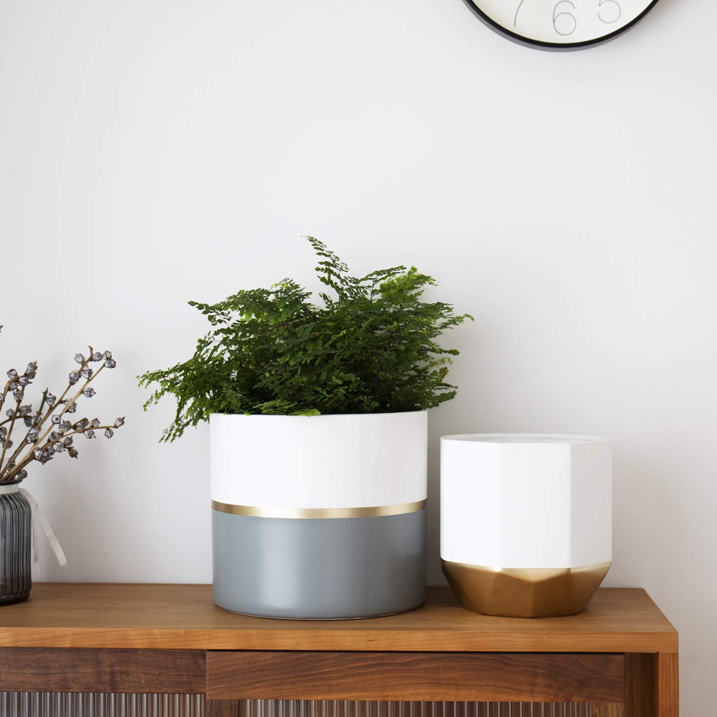 LA JOLIE MUSE Large White Ceramic Plant Pots - 10