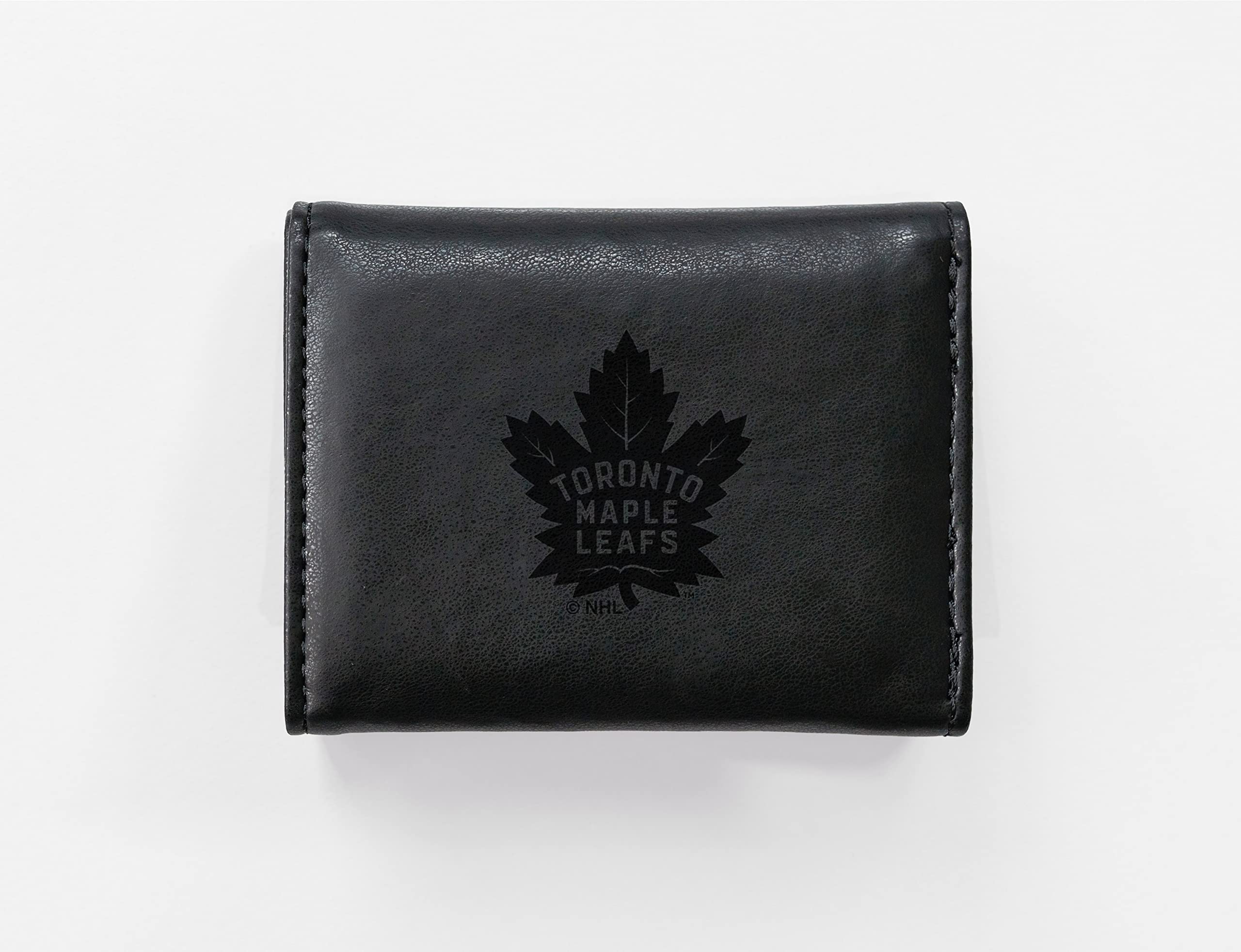 Laser Engraved NHL Toronto Maple Leafs Tri-Fold Wallet - Premium Black Leather Wallet for Men - Perfect for Hockey Games, Travel & Everyday Use