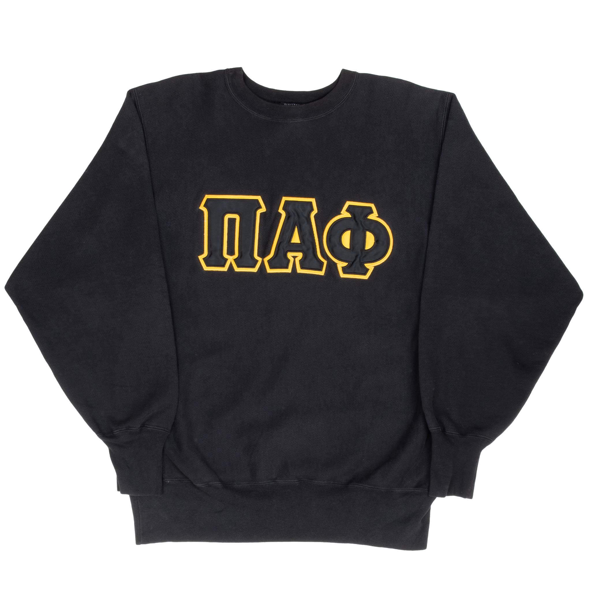 Vintage Champion Reverse Weave Pi Alpha Phi Black Sweatshirt 1990s XL - Retro College Greek Letter Hoodie for Men & Women - Perfect for Casual Wear, Gym, and Vintage Fashion Enthusiasts