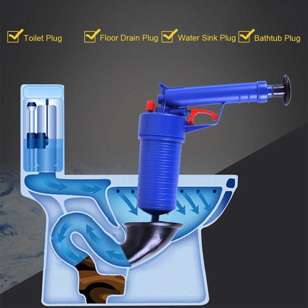 High Pressure Air Drain Blaster - Powerful Drain Clog Remover & Sink Plunger for Bathroom, Toilet, Shower, Kitchen - Unclog Pipes Fast in Bathtubs, Sinks & Drains - Ideal for Home Plumbing Emergencies & Routine Maintenance