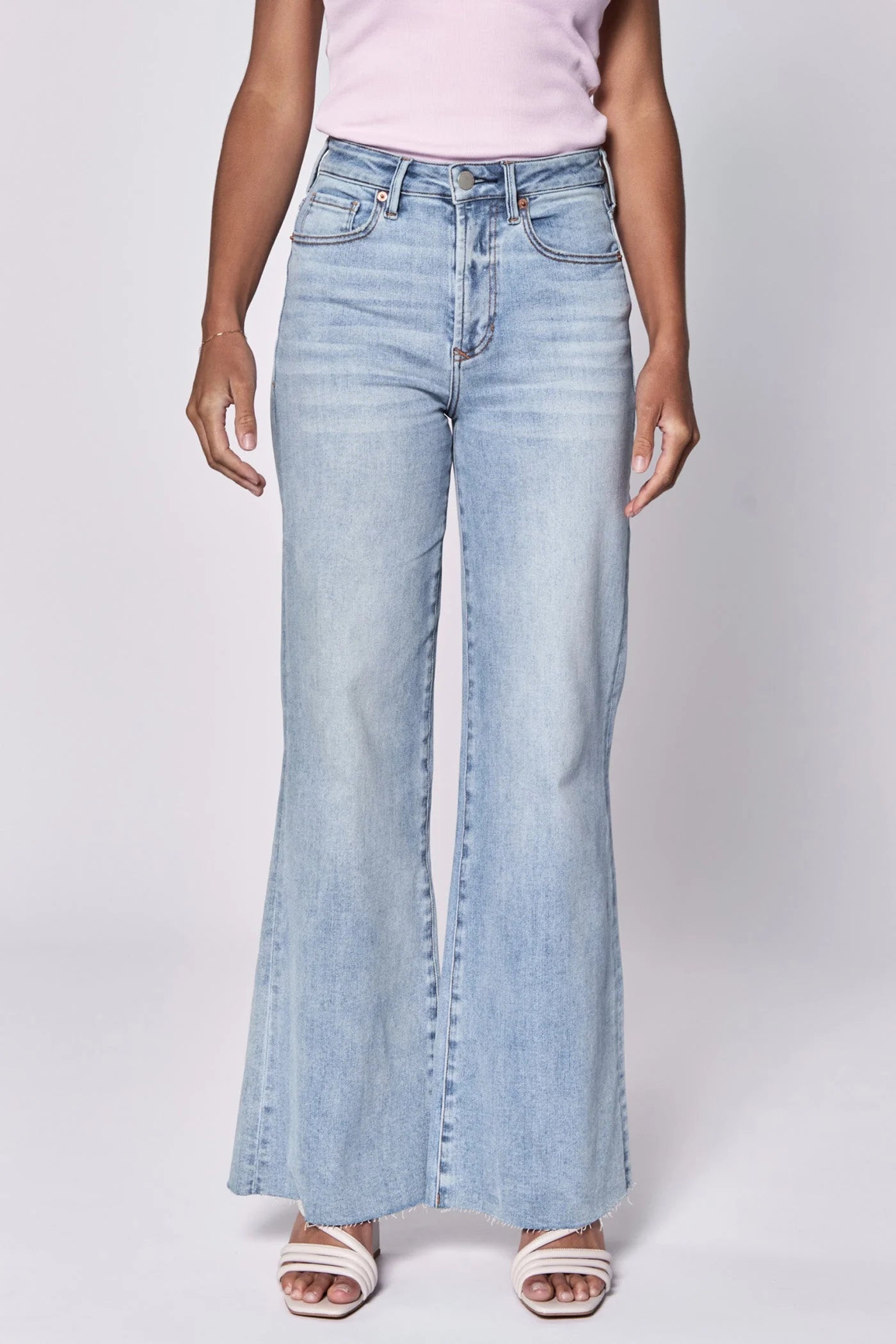 Fiona High Rise Cut Off Hem Jeans - Women's Distressed Denim Shorts for Summer | Perfect for Casual Outfits, Beach Trips & Music Festivals