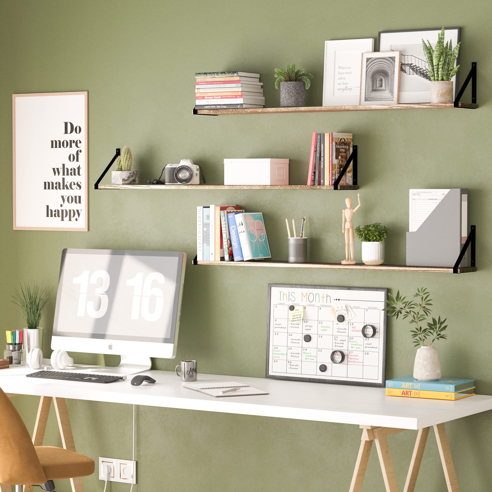 Wallniture Bora Long Floating Shelves - Set of 3 (48