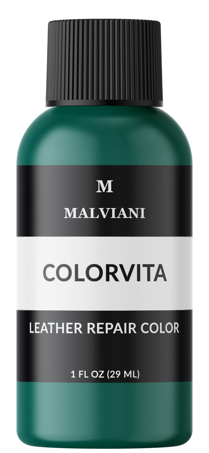 MALVIANI Leather Repair Kit - Green Teal Color Restorer for Couch, Furniture, Purse, Sofa, Car Seat & Bag (1 oz) - Perfect for Leather Restoration & DIY Home Repair Projects