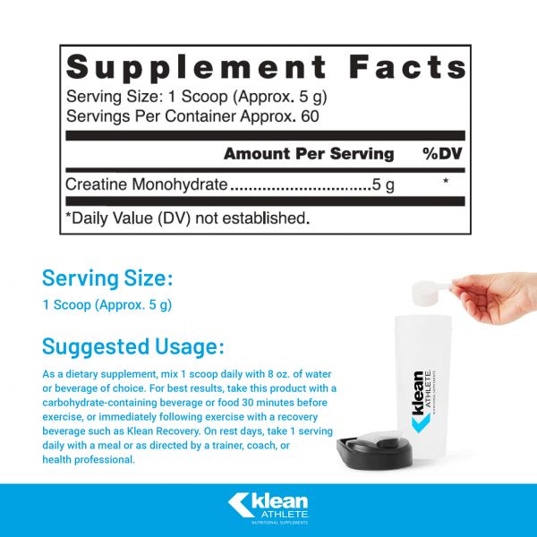 Klean Creatine 11 - 1Oz Pure Monohydrate Powder for Muscle Growth & Recovery - Pre & Post Workout Supplement for Athletes & Fitness Enthusiasts