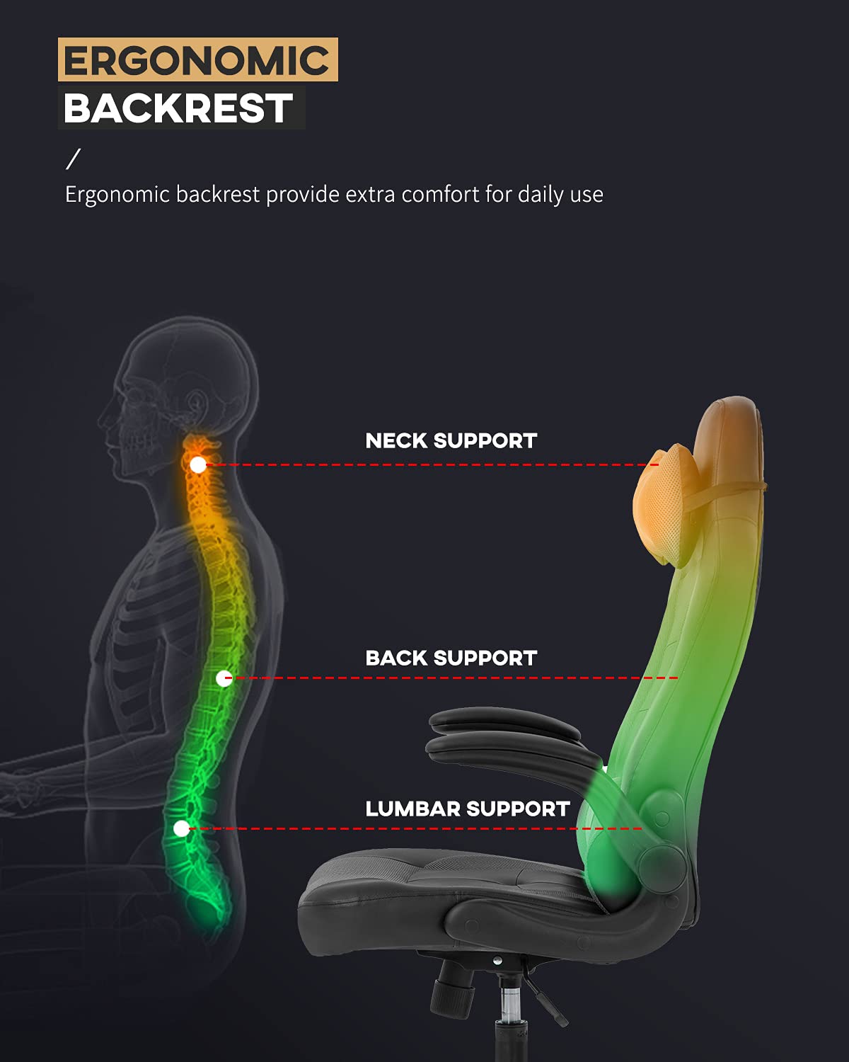 Ergonomic Gaming Chair - High Back PU Leather Office Chair with Adjustable Armrests, Headrest & Lumbar Support - Comfortable Computer Desk Chair for PC Gamers & Home Office Workers (Grey) - Perfect for Long Gaming Sessions, Remote Work & Streaming Setup