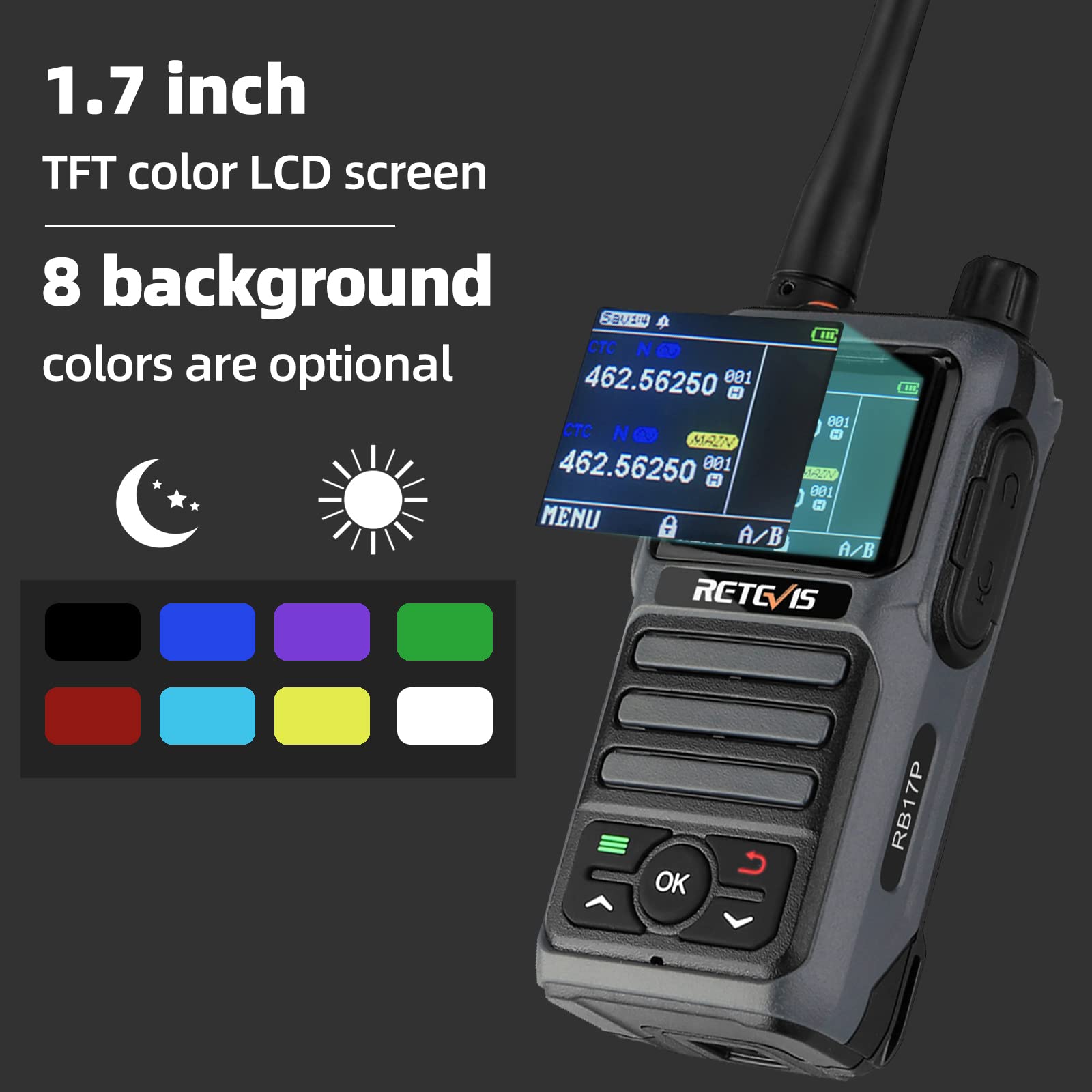 Retevis RB17P Rechargeable GMRS Walkie Talkies for Adults - Long Range Handheld Two-Way Radios with SOS Siren, NOAA Weather Alert & 2200mAh Battery (2 Pack) - Perfect for Off-Roading, Camping, Hiking and Outdoor Adventures