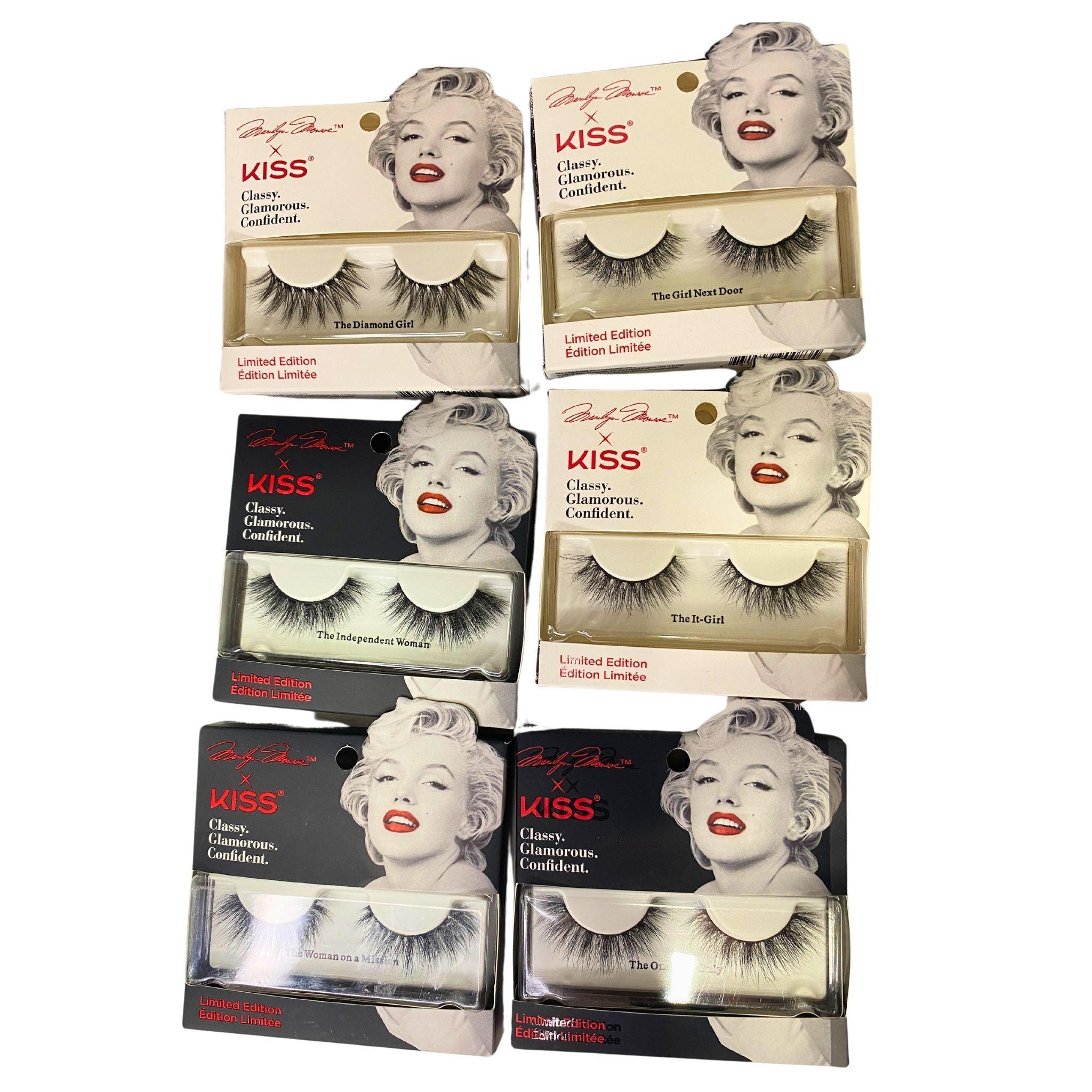 Marilyn Monroe X KISS False Eyelashes Mix - 50 Pairs Dramatic Volume Lashes for Halloween, Cosplay & Party Makeup - Cruelty-Free & Reusable Eyelash Extensions