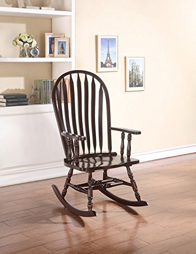 Espresso Finish Wood Rocking Chair with Vertical Back - Perfect for Nursery, Living Room & Relaxation