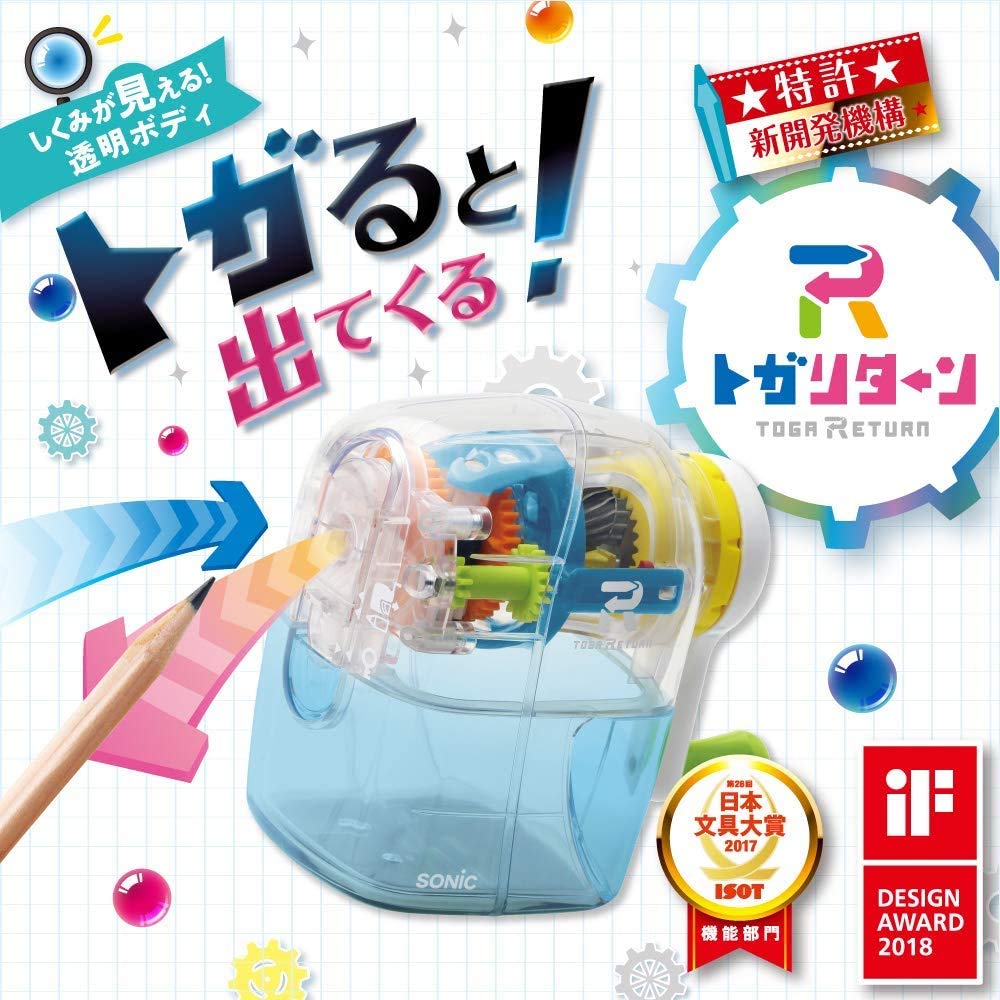 EK-4297-T Manual Pencil Sharpener with Togar-Return Mechanism - Clear Transparent Design for School, Office & Art Studio Use
