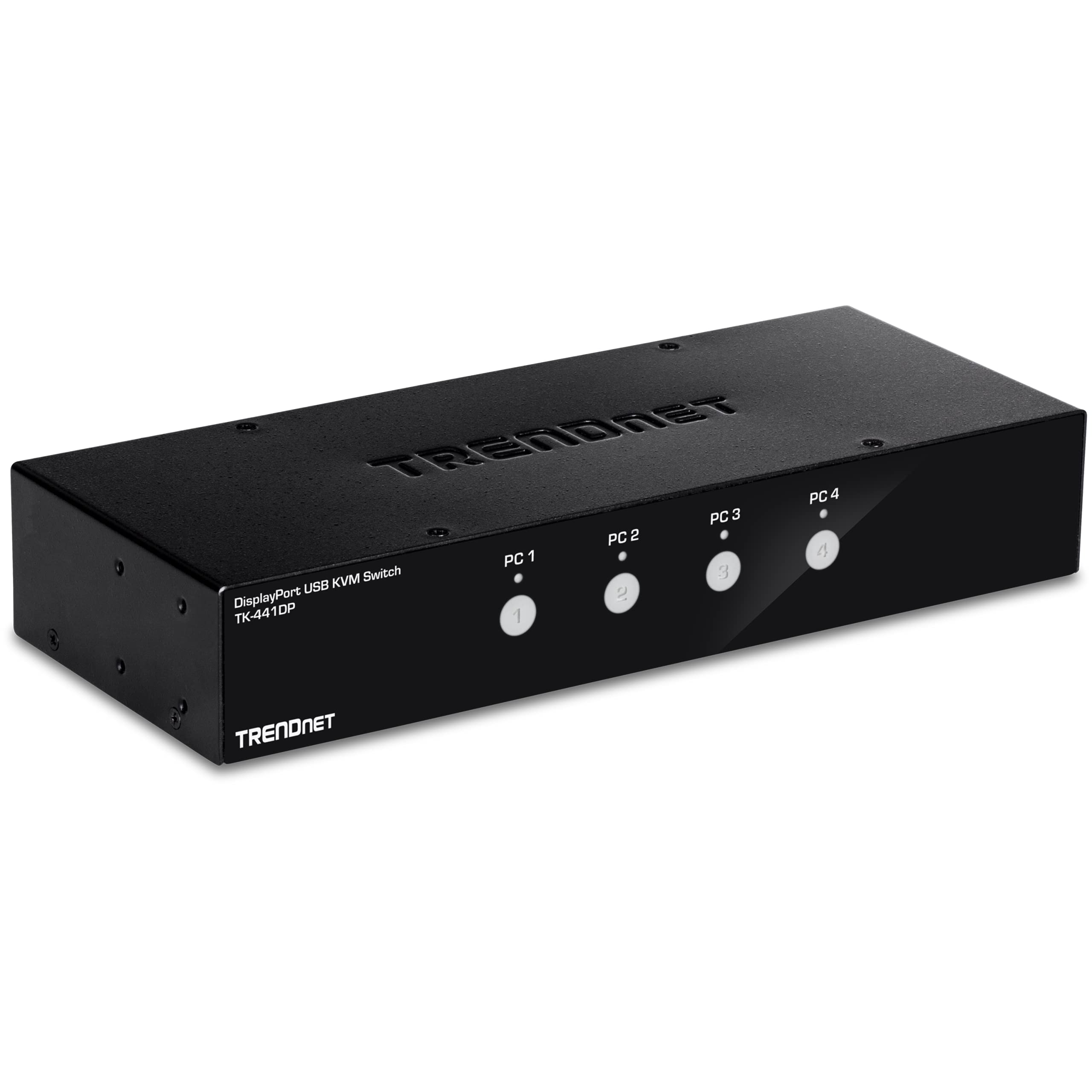 TRENDnet 4-Port DisplayPort KVM Switch with Audio & USB 2.0 Hub | 4K UHD 3840x2160 @60Hz | DP 1.2 | Black (TK-441DP) | Ideal for Multi-Computer Workstations, Gaming Setups & Office Environments