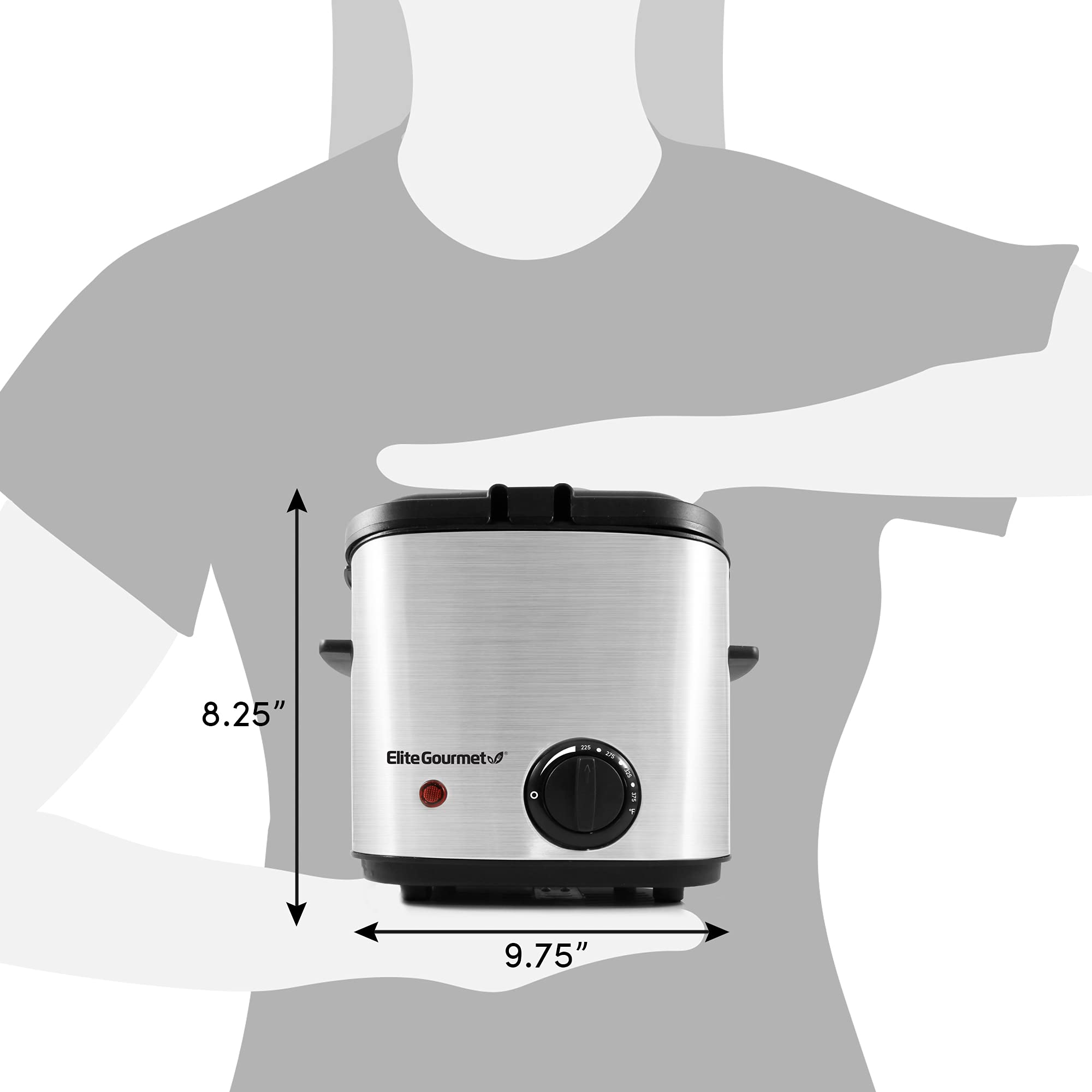 Elite Gourmet EDF1550# 1.5 Qt (6 Cup) Electric Deep Fryer with Adjustable Temperature, Removable Basket & Viewing Window - Stainless Steel Design for Home Kitchen, Restaurants & Party Cooking
