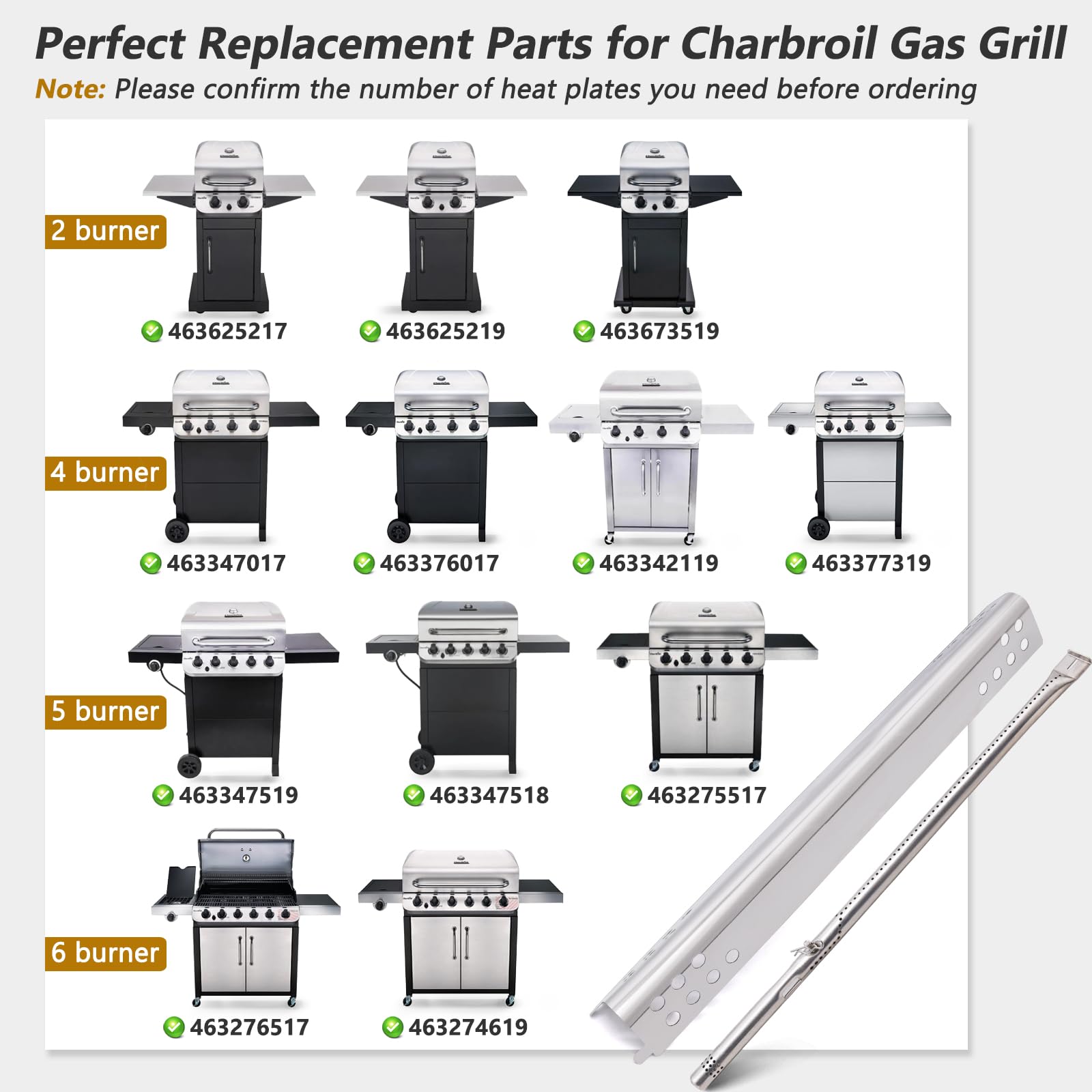 Char-Broil Performance 475 4-Burner Grill Replacement Parts - Compatible with Models 463342119, 463347017, 463377319, 463349917, 463376017, 463335517, 463332718, 463376519, 463347418 - Durable Gas Grill Accessories for Outdoor BBQ & Backyard Cooking