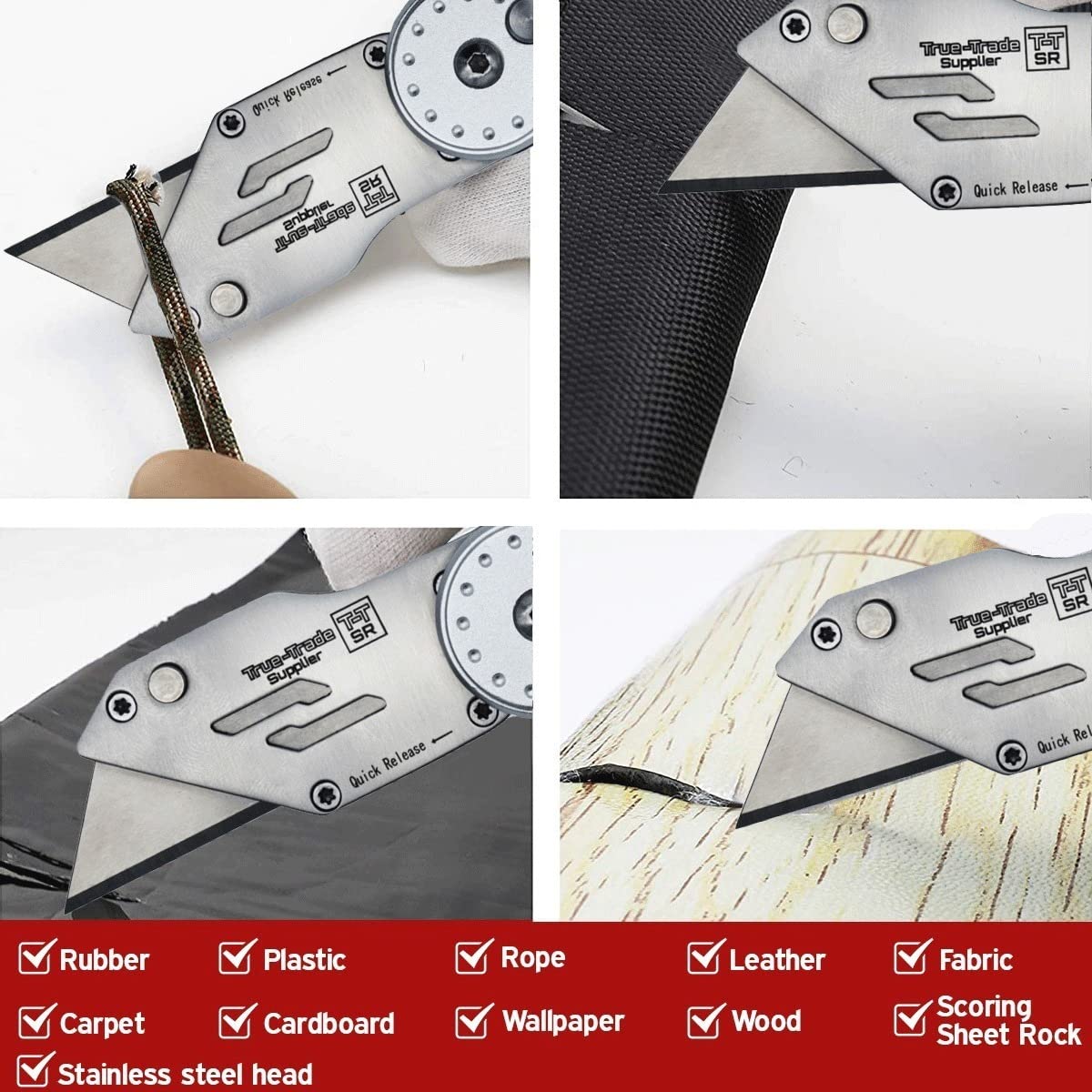 Heavy Duty Folding Utility Knife with Maintenance Tool - Stainless Steel Box Cutter with Nylon Holster & Belt Clip - Durable Roofing Knife with 1-Year Warranty - Perfect for Construction, DIY Projects, and Packaging Work