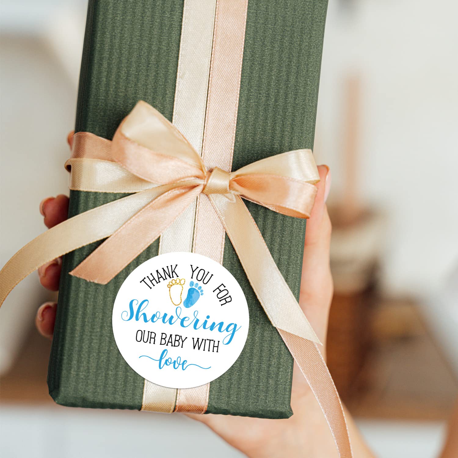Blue Baby Shower Thank You Stickers - 2 Inch Pack of 50 - Adorable Baby Shower Favors for Boys - Perfect for Gift Wrapping, Scrapbooking & Party Decorations