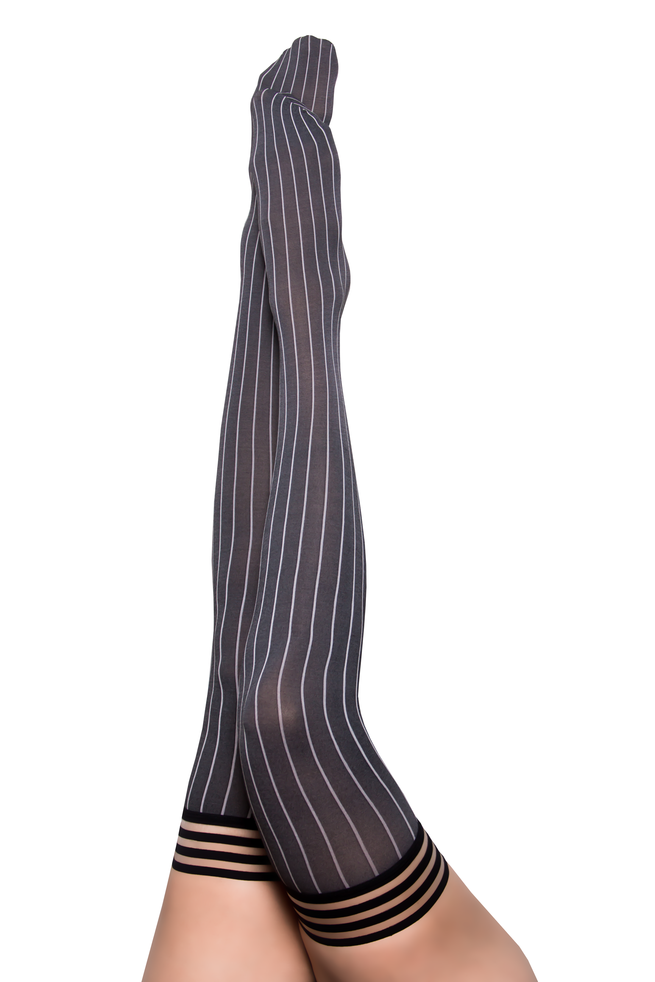 Annabelle All Work All Play Pinstripe Thigh High Socks - Petite to Plus Size Stockings for Women | Office Wear, Cosplay & Fashion Outfits