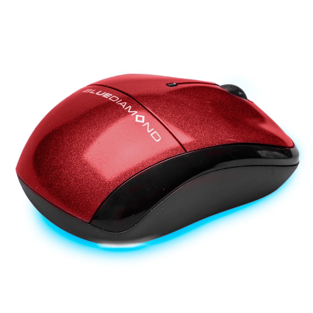 BlueDiamond 2.4G Wireless Mouse with Nano Receiver - Ergonomic Ambidextrous Design - 10m Wireless Range - Compatible with Laptop, PC, Mac - Red - Perfect for Office, Home & Travel Use