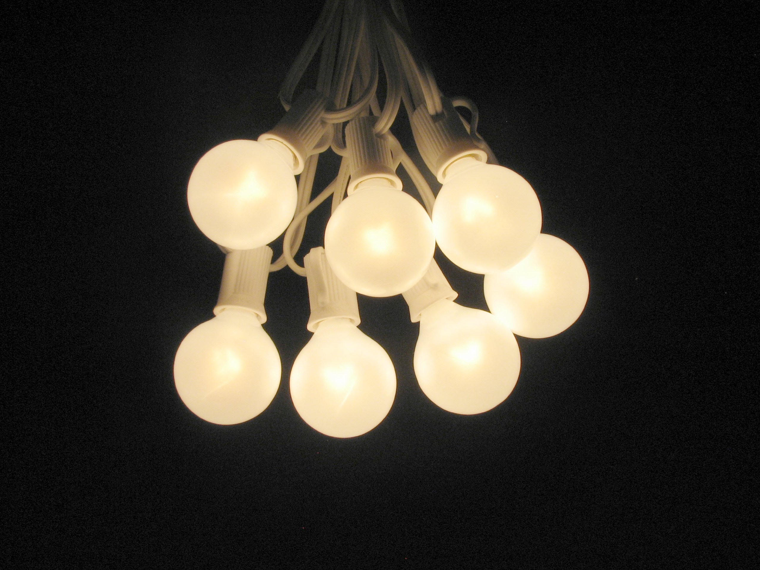 100 Foot Outdoor Globe String Lights - Set of 100 G40 Pearl White Bulbs with White Cord for Patio, Garden, Backyard, Wedding & Party Decor