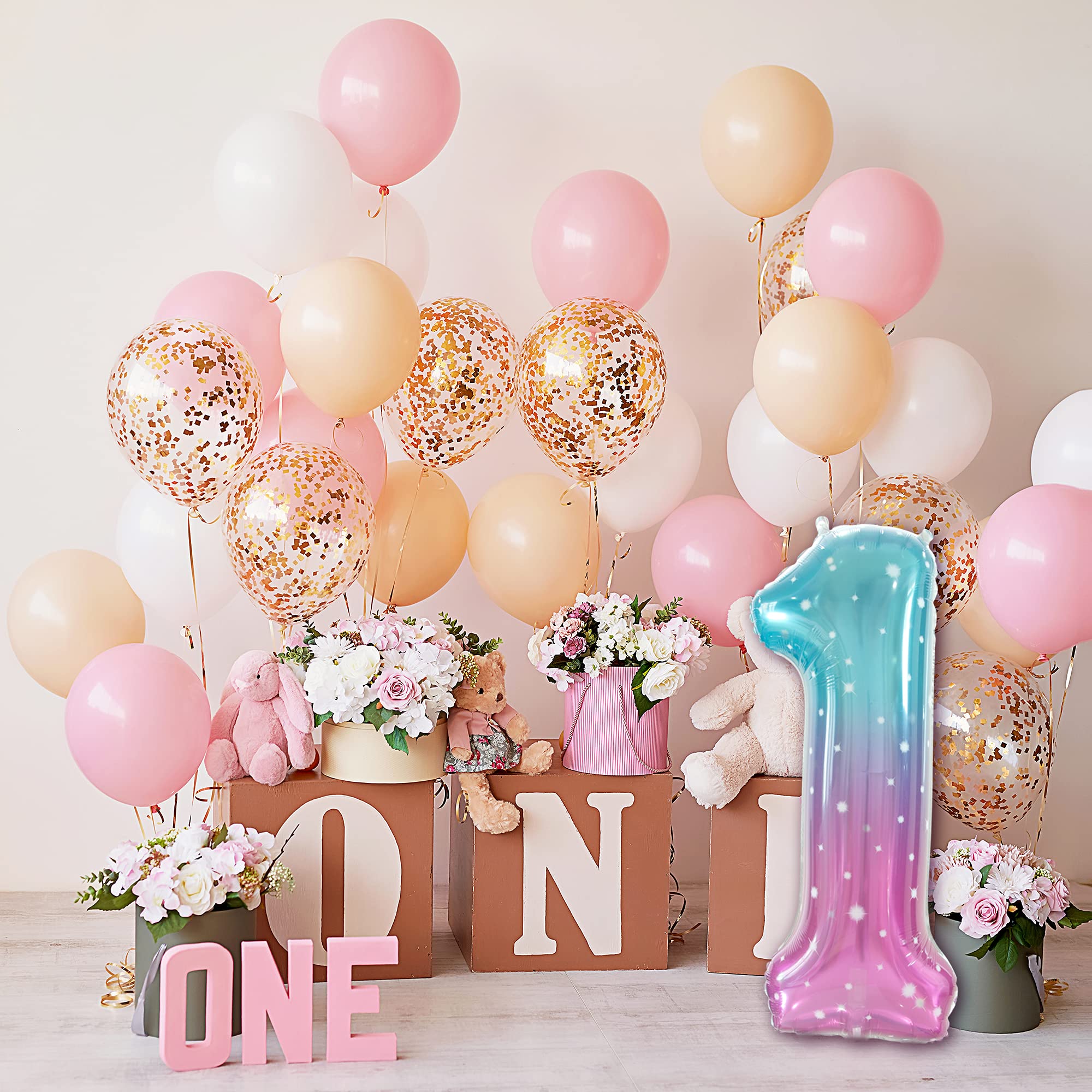 40 Inch Large Number 1 Balloon - 1st Birthday Party Decorations, First Birthday Sign Supplies for Baby Shower, Gender Reveal & Anniversary Celebrations