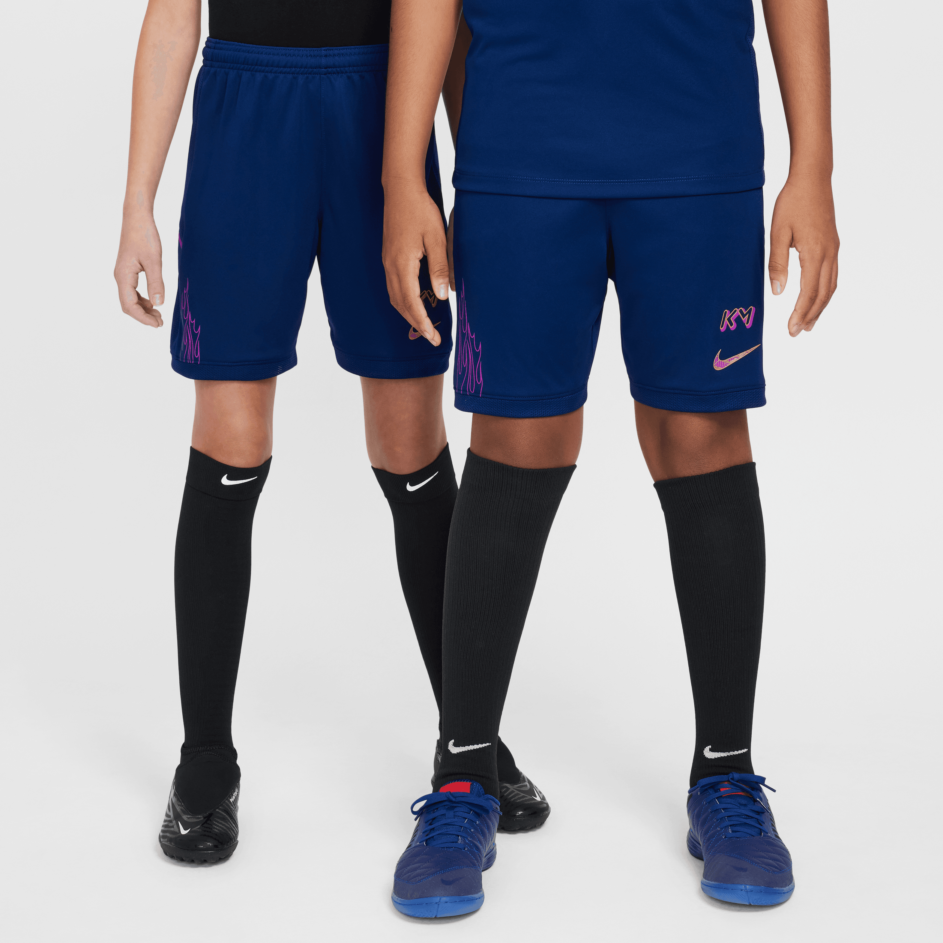 Nike Kylian Mbappé Youth Dri-FIT Academy25 Football Shorts - Blue Void/Metallic Gold - Moisture-Wicking Soccer Shorts for Kids - Perfect for Training, Matches & Outdoor Sports