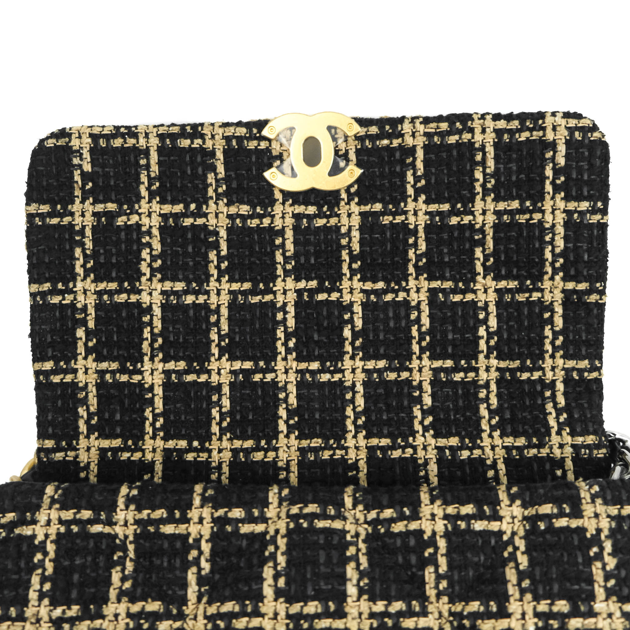 Chanel 19 Medium Handbag in Beige & Black Tweed with Mixed Hardware - Luxury Designer Shoulder Bag for Women, Perfect for Work, Evening Events & Travel