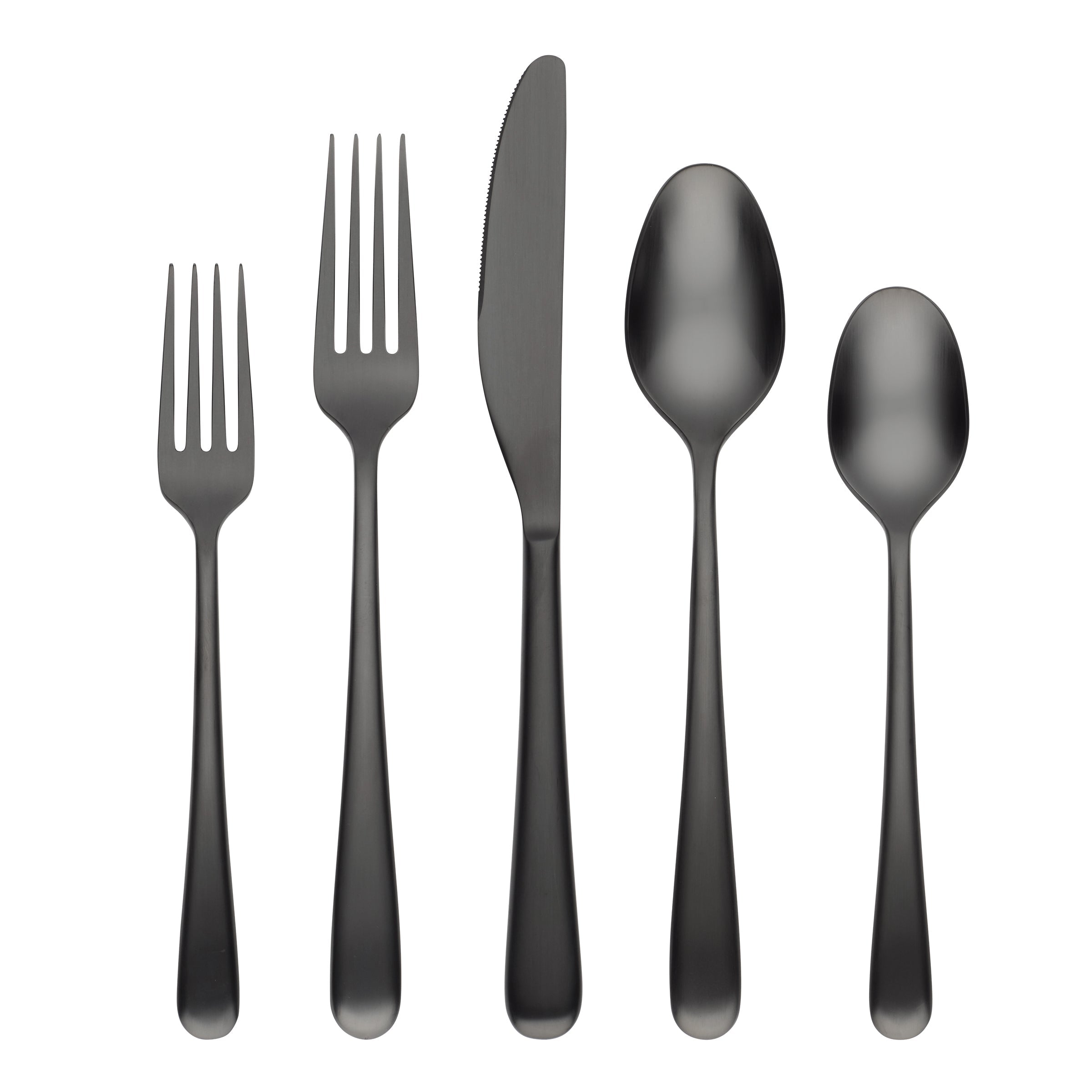 Rafael Black Satin 20-Piece Flatware Set - Elegant Stainless Steel Cutlery for Dining, Parties & Wedding Gifts