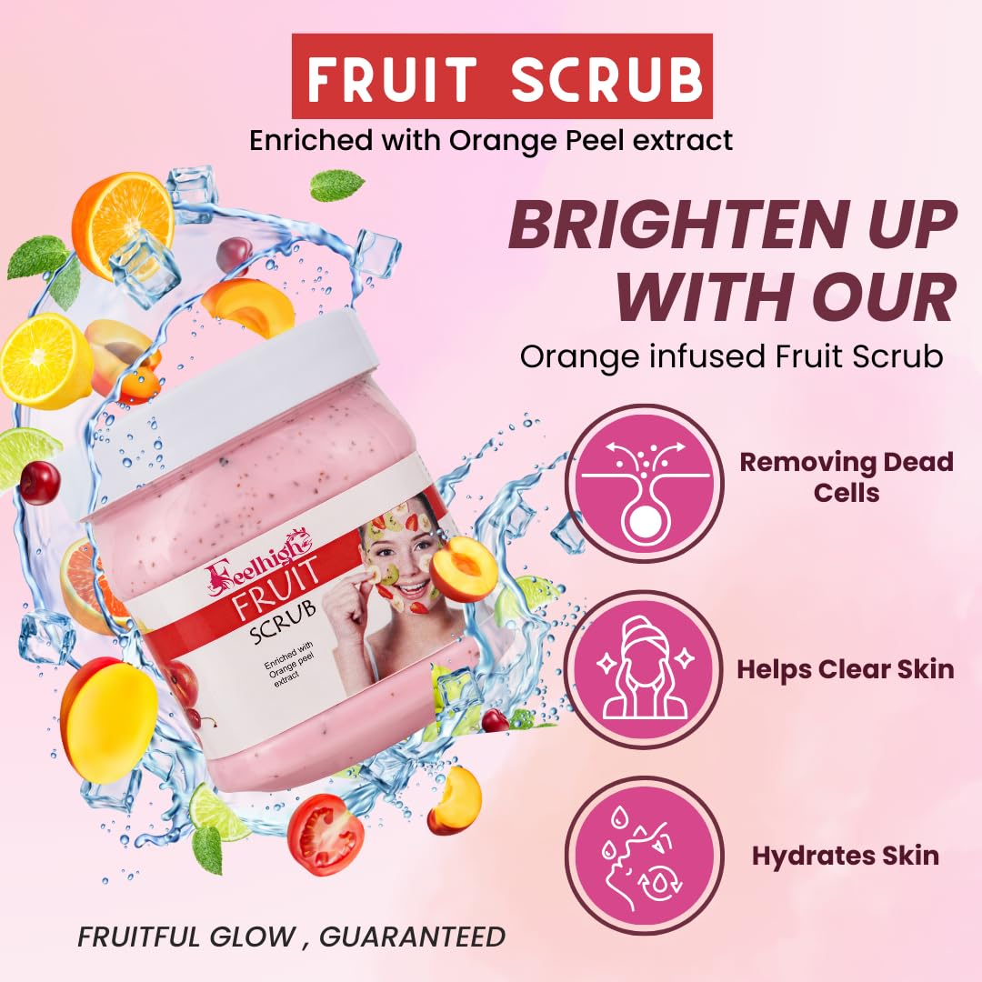 Feelhigh Exfoliating Face & Body Scrub with Diamond Mask Set - Natural Fruit Extract Skincare for Glowing Skin | Perfect for Spa Day & At-Home Self Care Routine