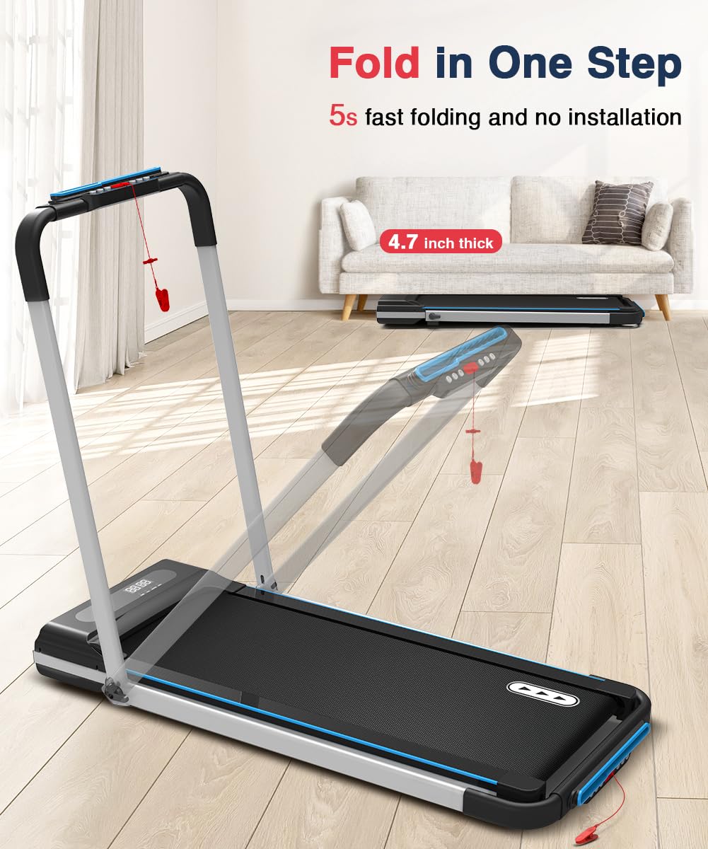 REDLIRO 2-in-1 Under Desk Treadmill & Walking Pad - Portable Folding Electric Motorized Walking/Jogging Machine with Remote Control for Home & Office Workout | Perfect for Work-From-Home Fitness & Small Space Exercise