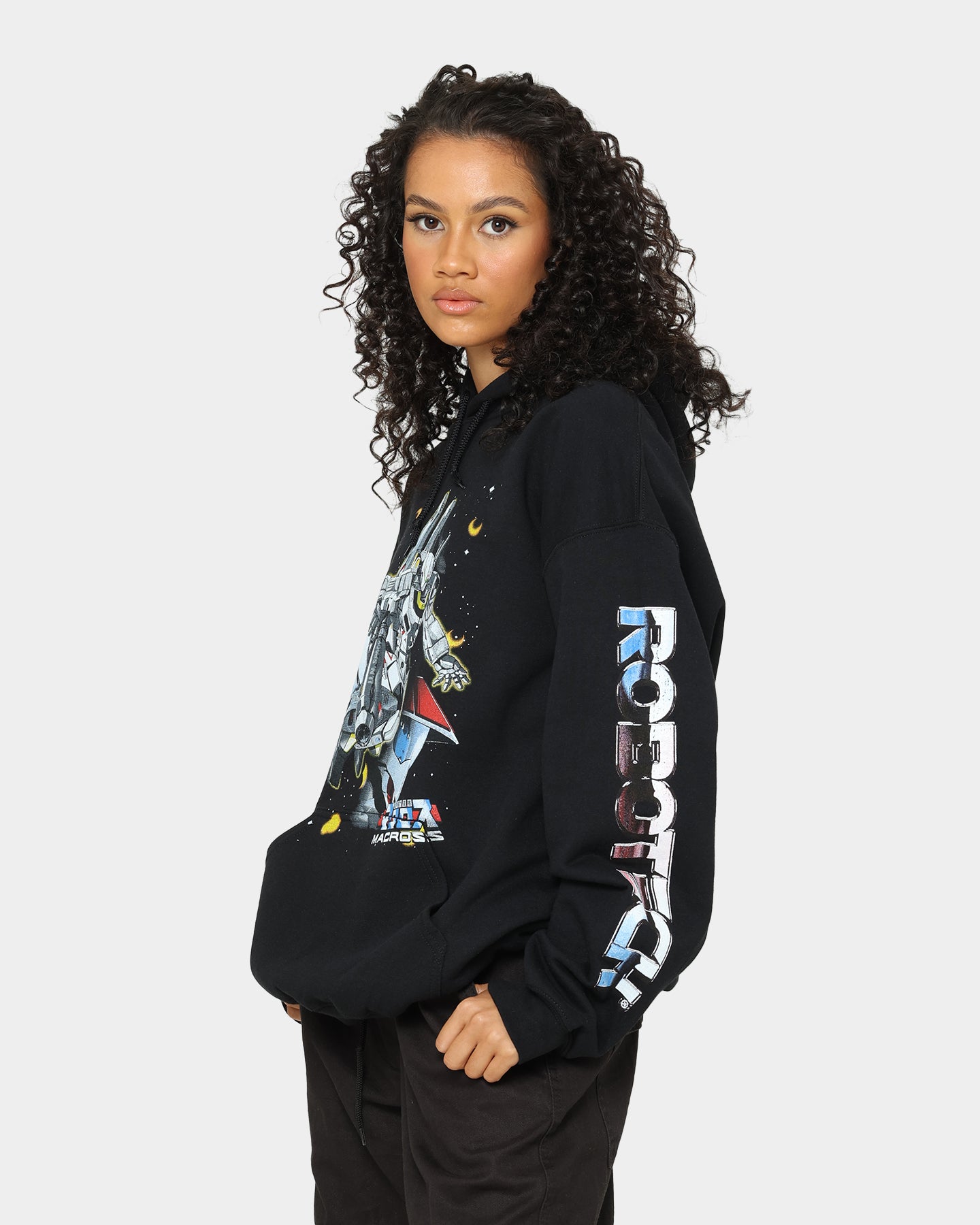 Robotech Macross Saga Hoodie - Black | American Thrift | Anime Streetwear for Cosplay & Casual Wear