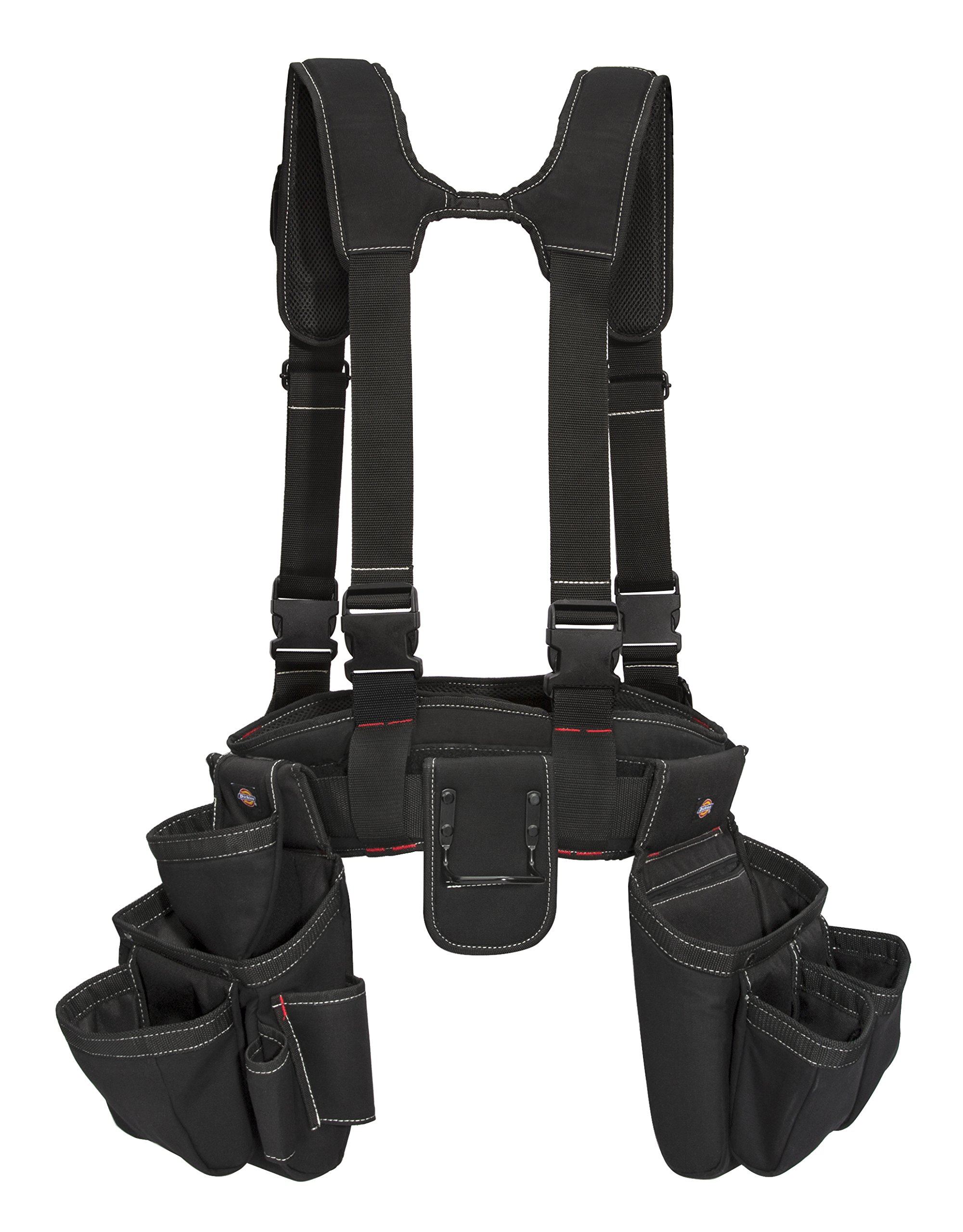 Dickies 4-Piece Carpenter's Rig with Padded Tool Belt Suspenders - Cooling Mesh Design & Steel Buckle (Black) - Durable Workwear for Construction & Home Improvement Projects
