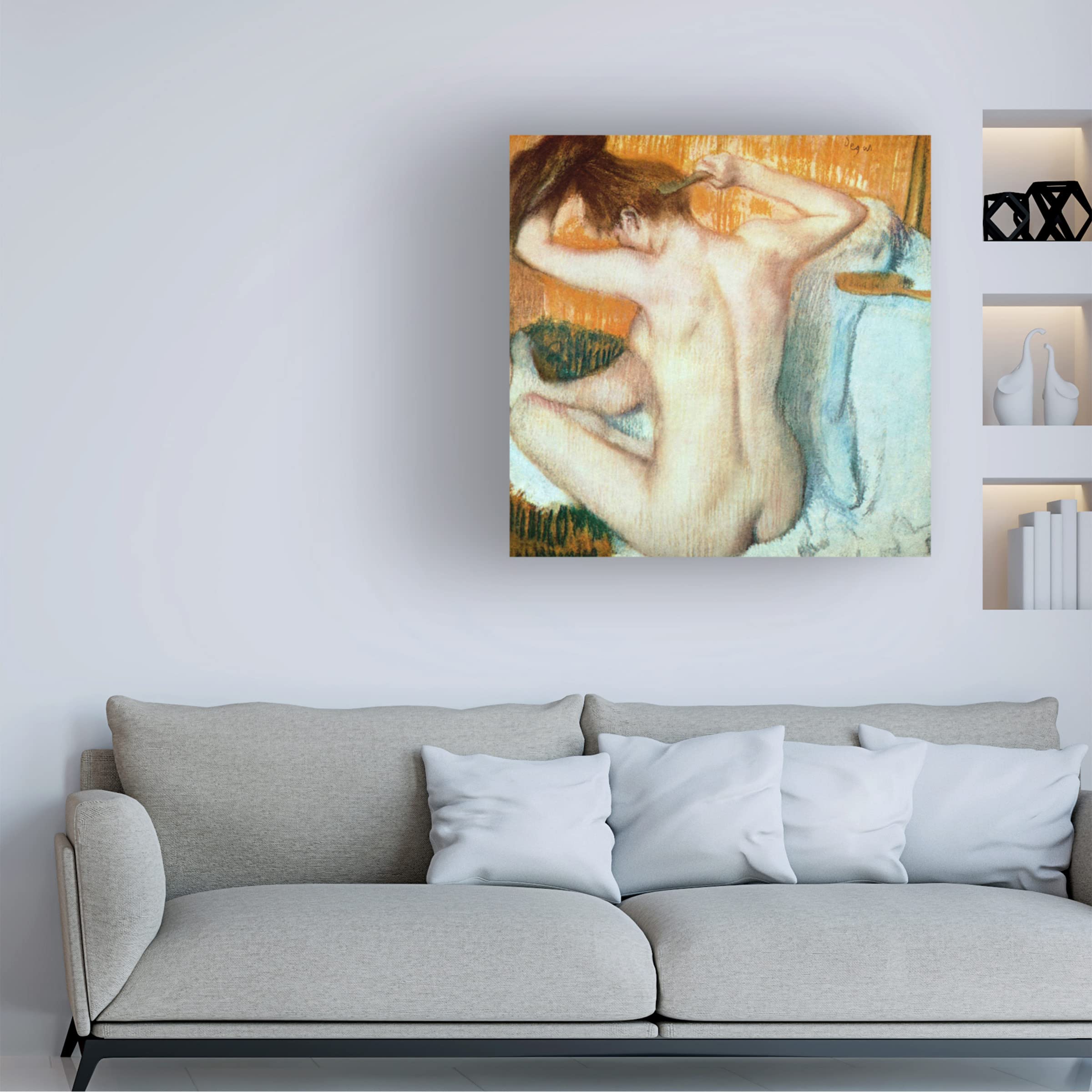 Edgar Degas 'Woman Combing Her Hair' Canvas Wall Art Print - Famous Impressionist Painting Reproduction for Home & Office Decor