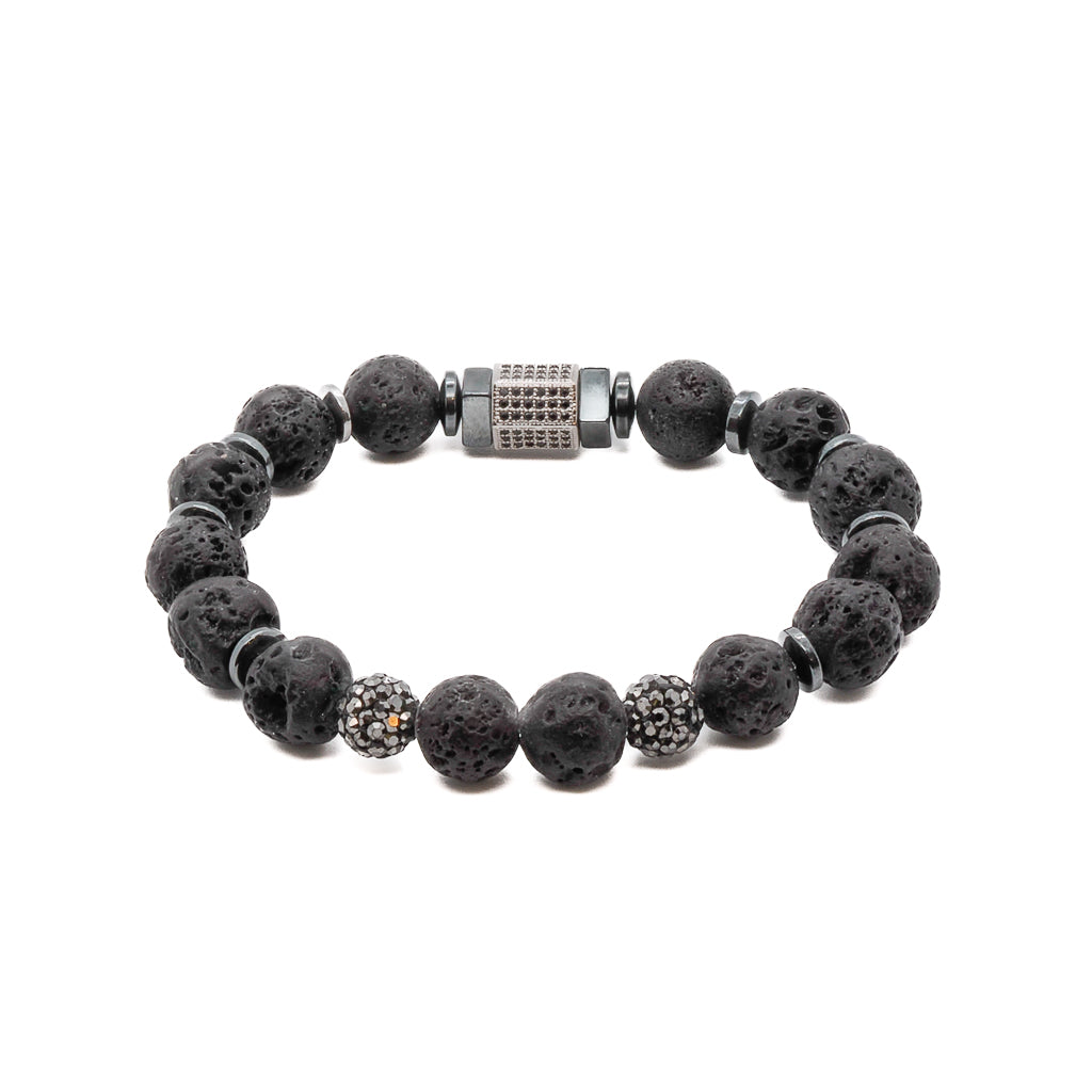 Black Lava Stone & Swarovski Crystal Bracelet for Women - Elegant Adjustable Beaded Wristband for Healing, Meditation & Spiritual Jewelry Gift
