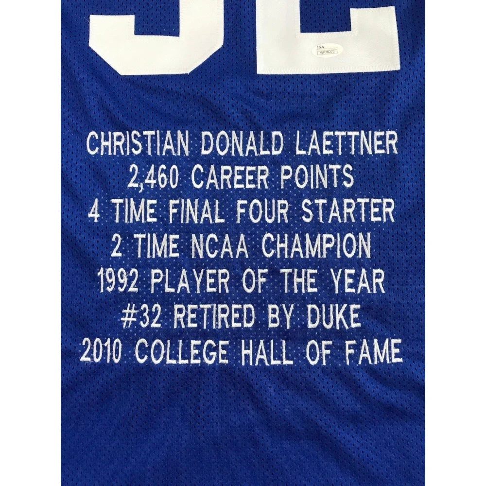 Authentic Christian Laettner Signed Duke Basketball Jersey - 1992 USA Dream Team - COA JSA Certified Autograph - Perfect for Sports Memorabilia Collectors & Duke Blue Devils Fans - Great for Display in Man Caves, Sports Bars & Fan Collections