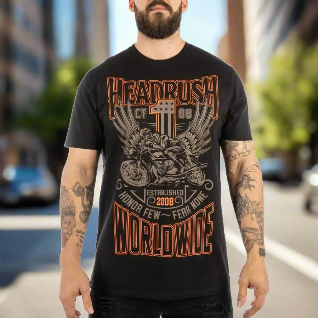 Headrush Men's Original Worldwide T-Shirt - Comfortable Cotton Tee for Casual Wear, Travel & Everyday Outfits