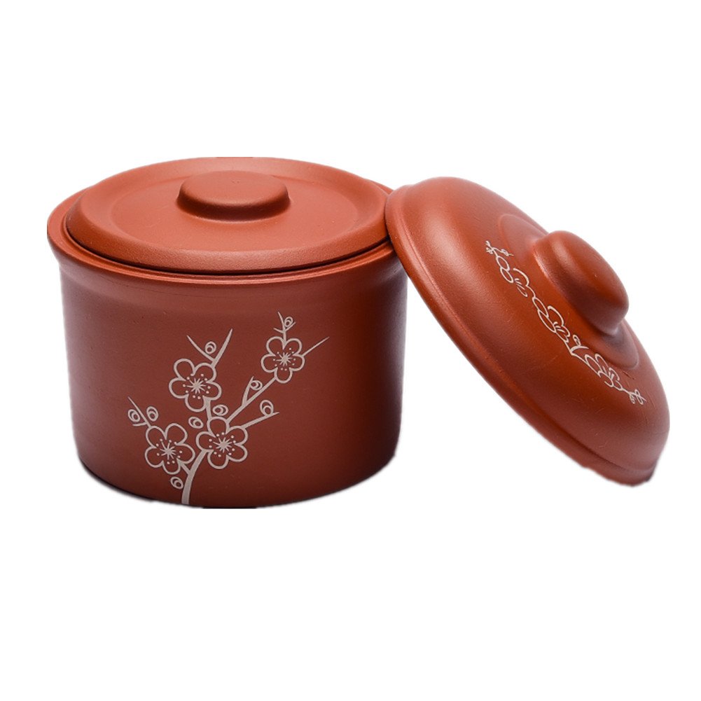 Premium 2-Piece Zisha Clay Double Lid Stew Pot - Ceramic Slow Cooker for Bird's Nest Soup & Healthy Casserole Cooking | Ideal for Herbal Soups, Chinese Medicine Decoction & Home Kitchen Use