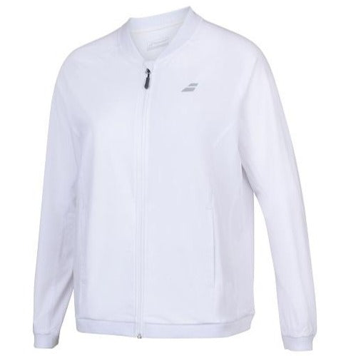 Babolat Women's Play Jacket - Lightweight Tennis Windbreaker with Zip Front & Side Pockets (White) - Perfect for Outdoor Sports, Casual Wear & Gym Activities