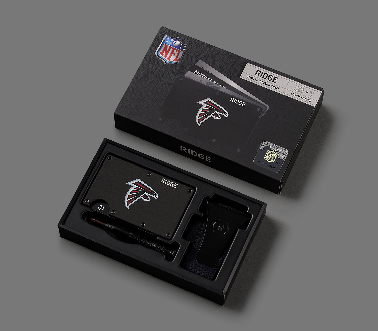 Ridge Wallet for Men - Slim RFID Blocking Minimalist Front Pocket Wallet - Atlanta Falcons NFL Team Design - Perfect for Everyday Carry & Gameday