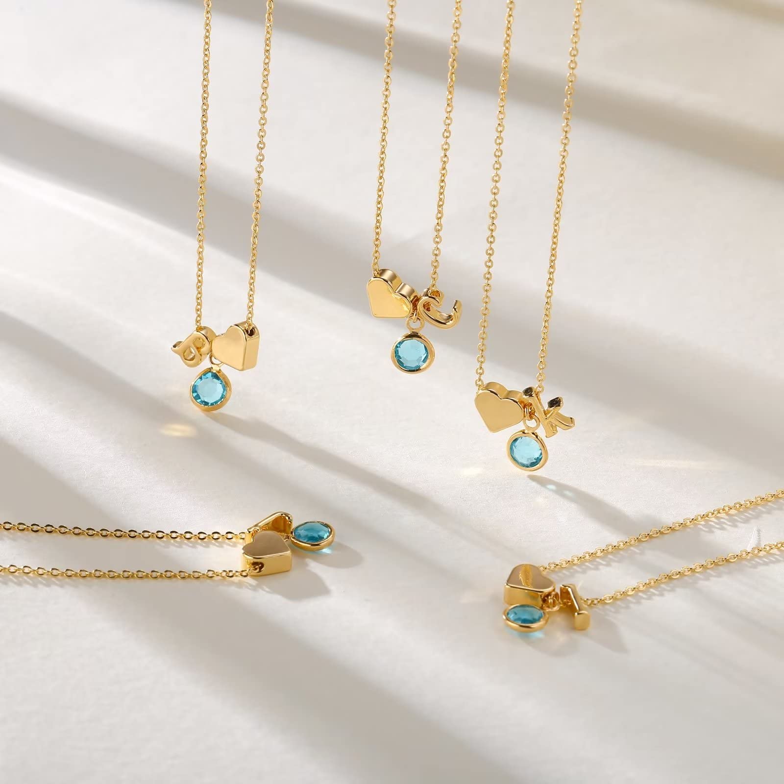 Personalized Initial Birthstone Necklace for Women - Heart Pendant with Birthstone, Custom Name Necklace, Unique Birthday Gift for Her, Perfect for Anniversaries, Valentine's Day & Mother's Day Gifts