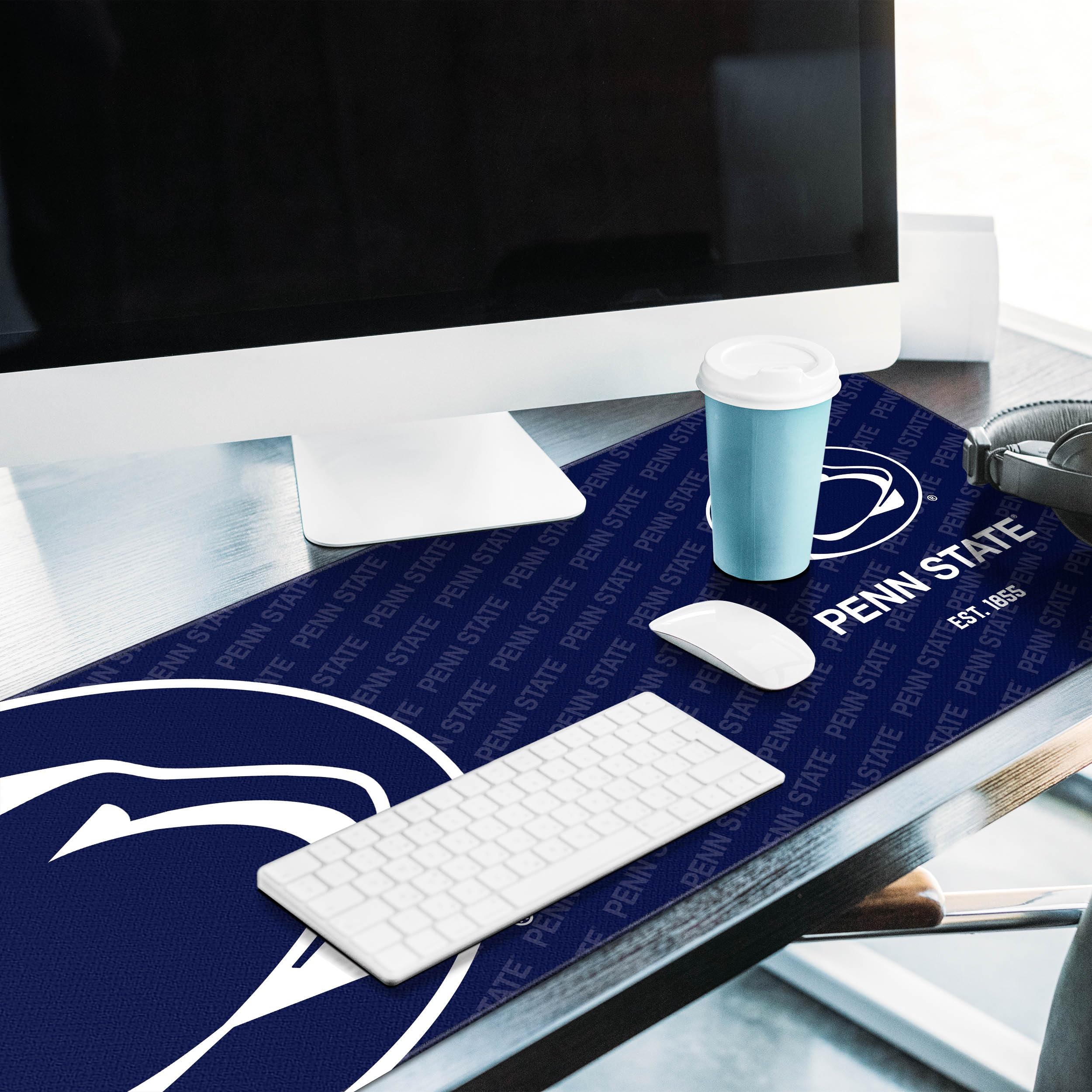 YouTheFan NCAA Penn State Nittany Lions Logo Series Desk Pad - Non-Slip Mouse Pad & Keyboard Mat for Office, Gaming, and Home Workspace (SMU Size)